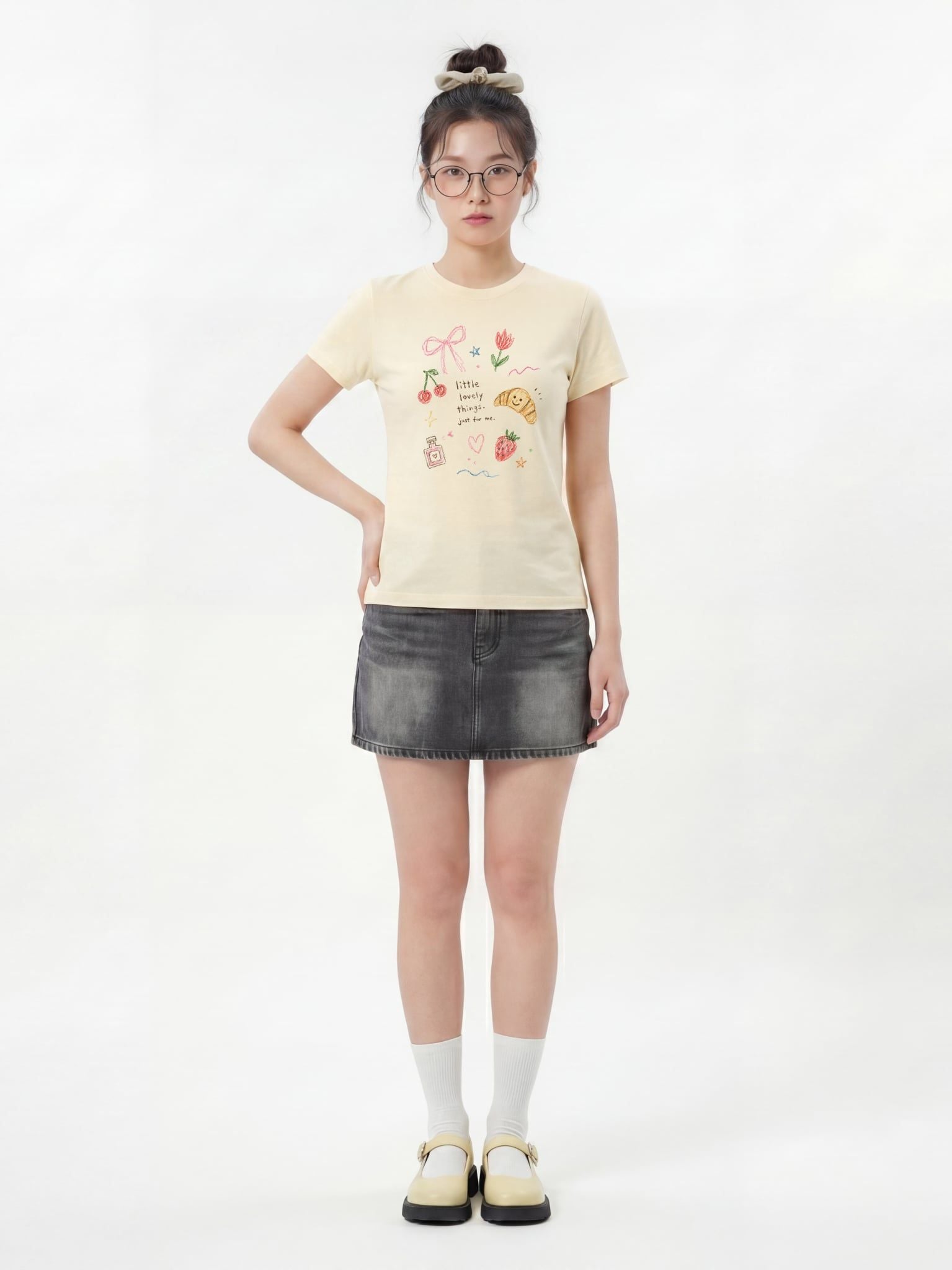 Áo thun Nữ Baby fit Graphic Little Lovely LIMEORANGE - Kem