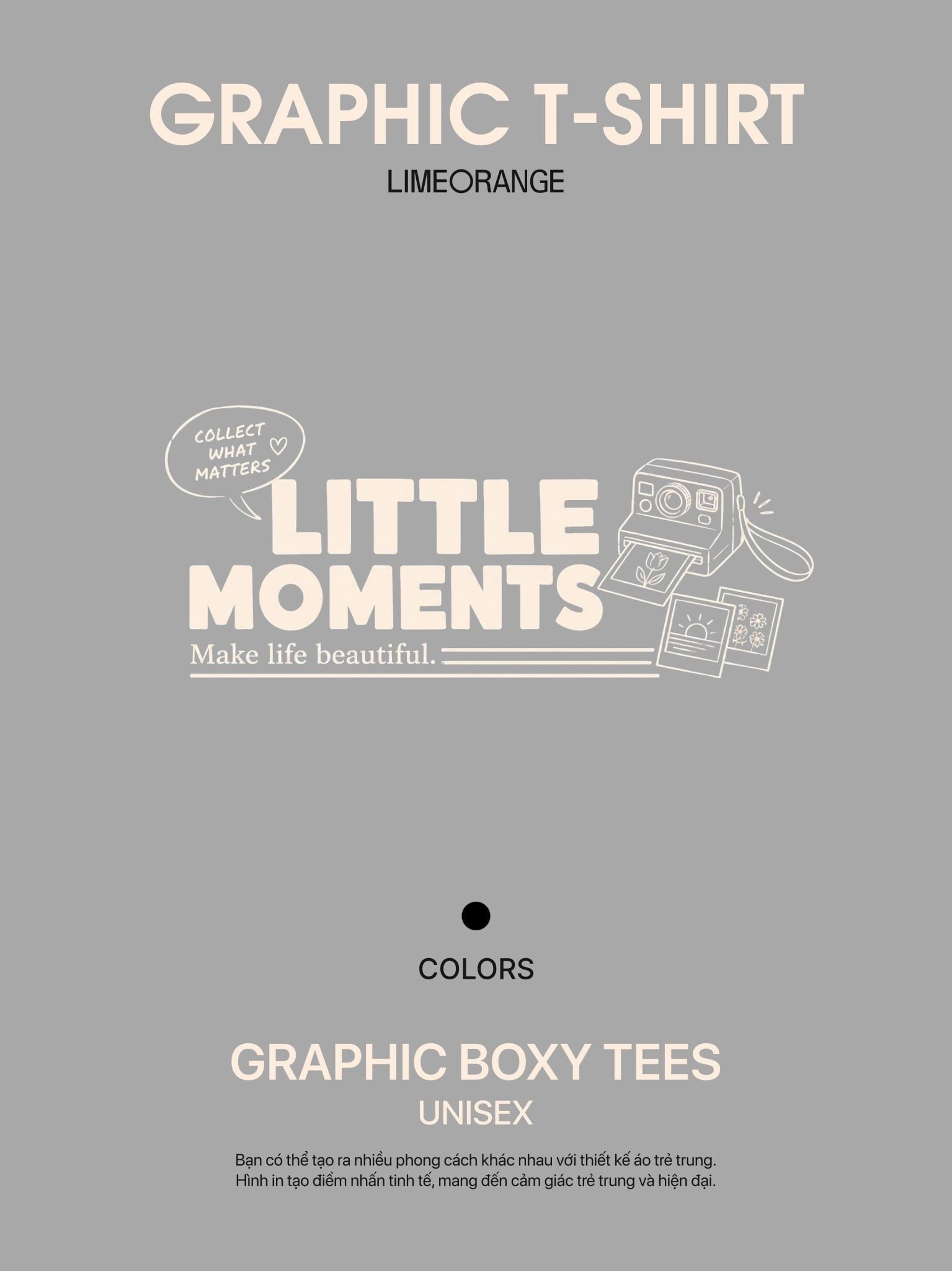 Áo thun Unisex Nam Nữ Boxy Fit Form Rộng Graphic Little Moments LIMEORANGE