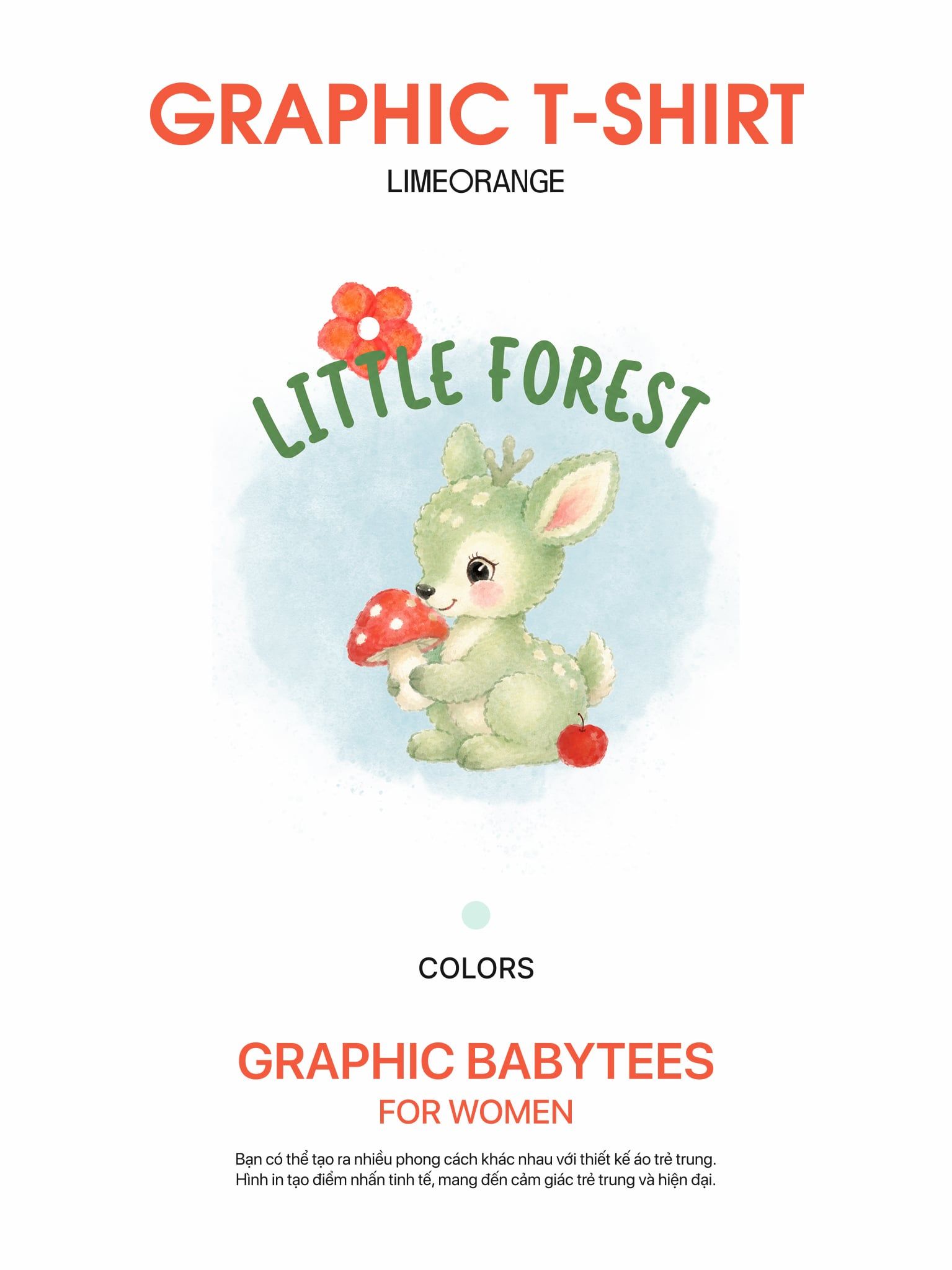 Áo thun Nữ Baby fit Graphic Litter Forest LIMEORANGE