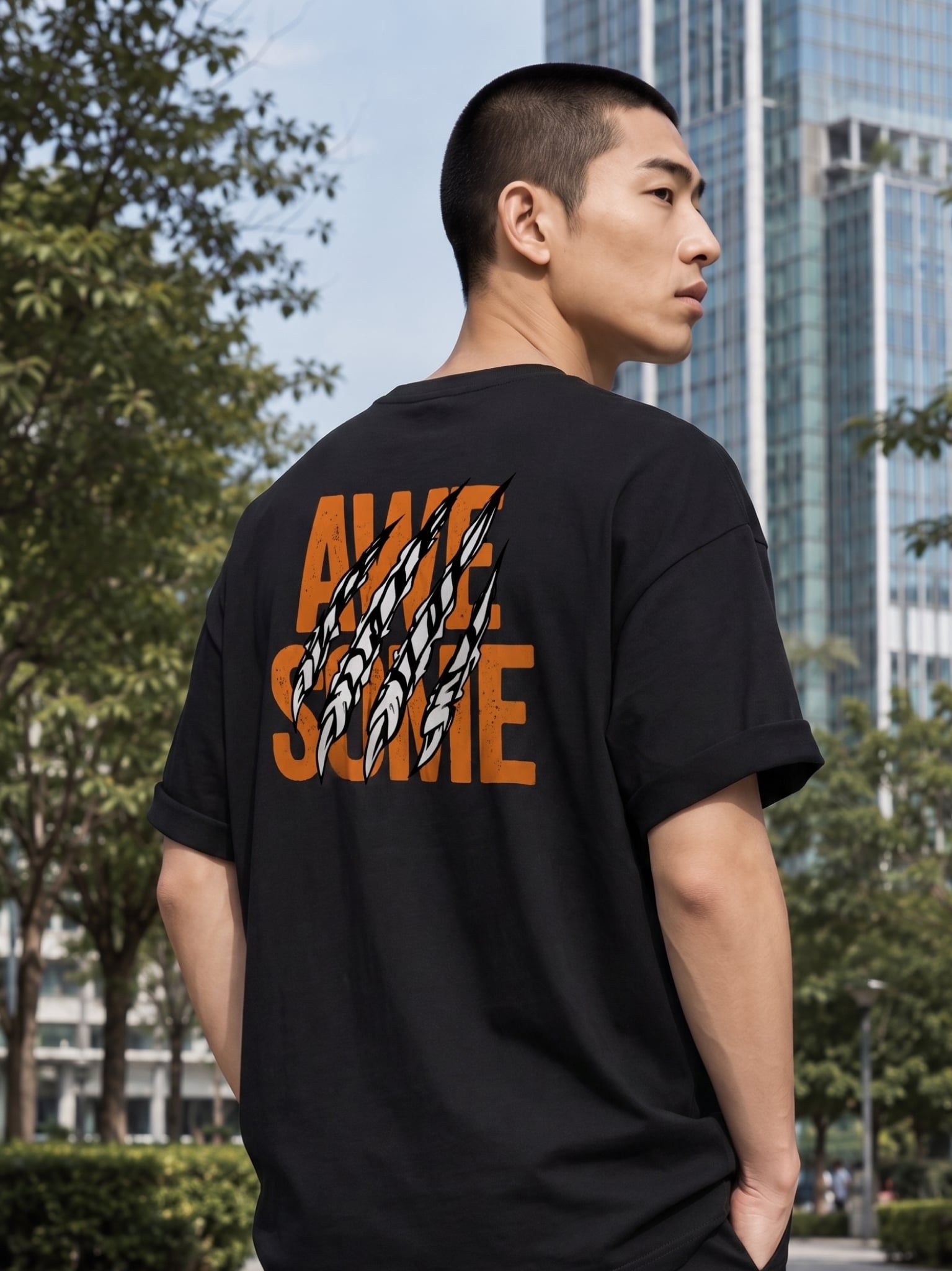 Áo Thun Nam Oversize Graphic AWE SOME LIMEORANGE