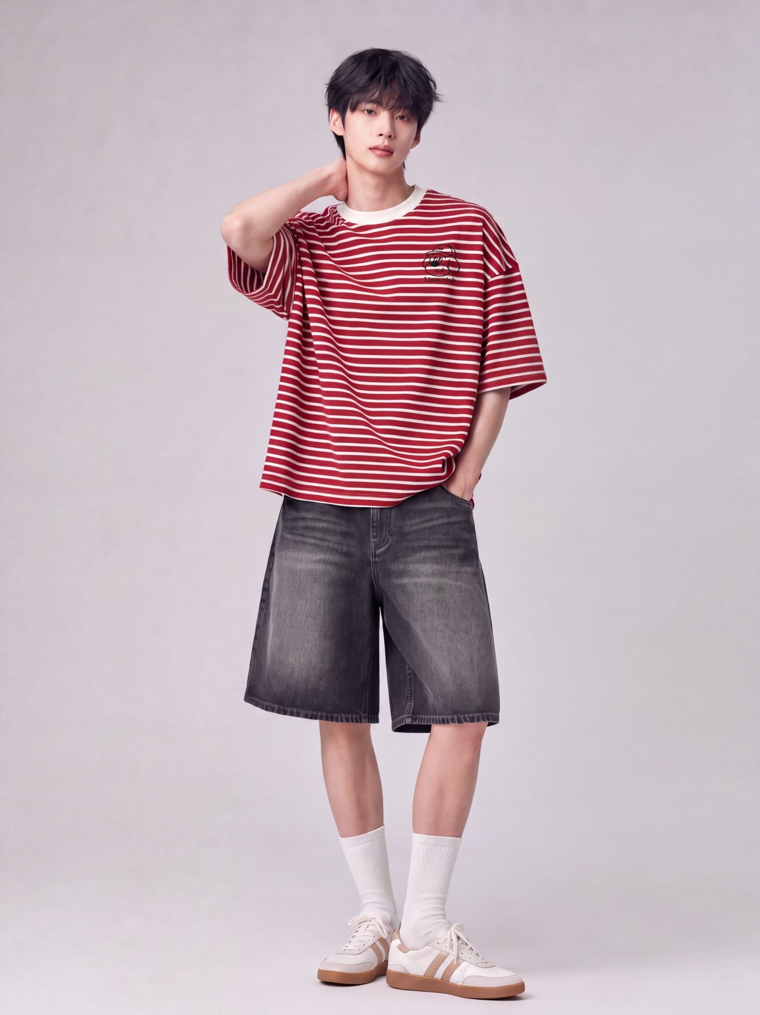Áo Thun Sọc Ngang Unisex Boxy Fit Daily Stripe LIMEORANGE - Đỏ