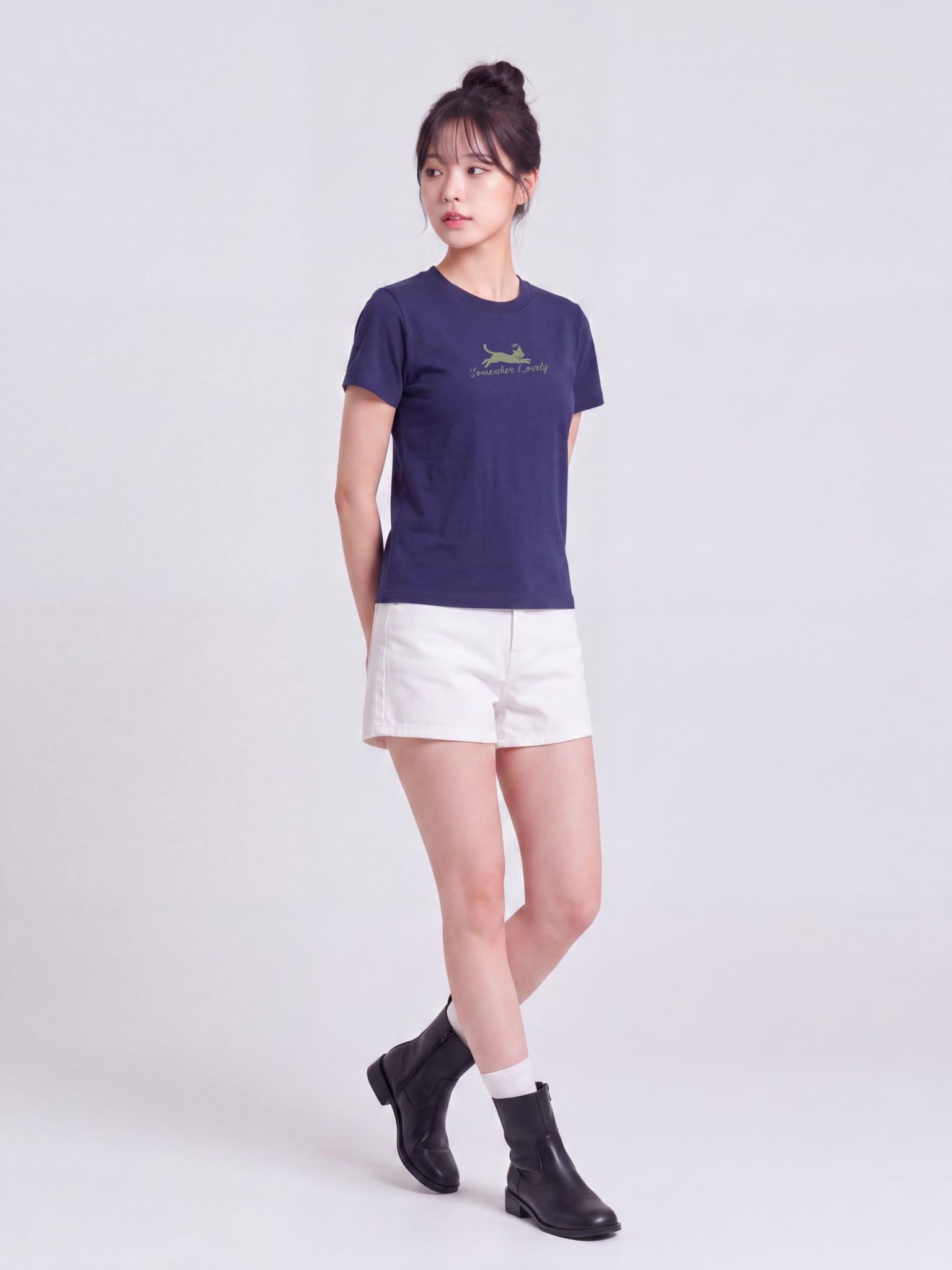Áo thun Nữ Baby Fit Graphic BST Lovely Notes LIMEORANGE - Navy