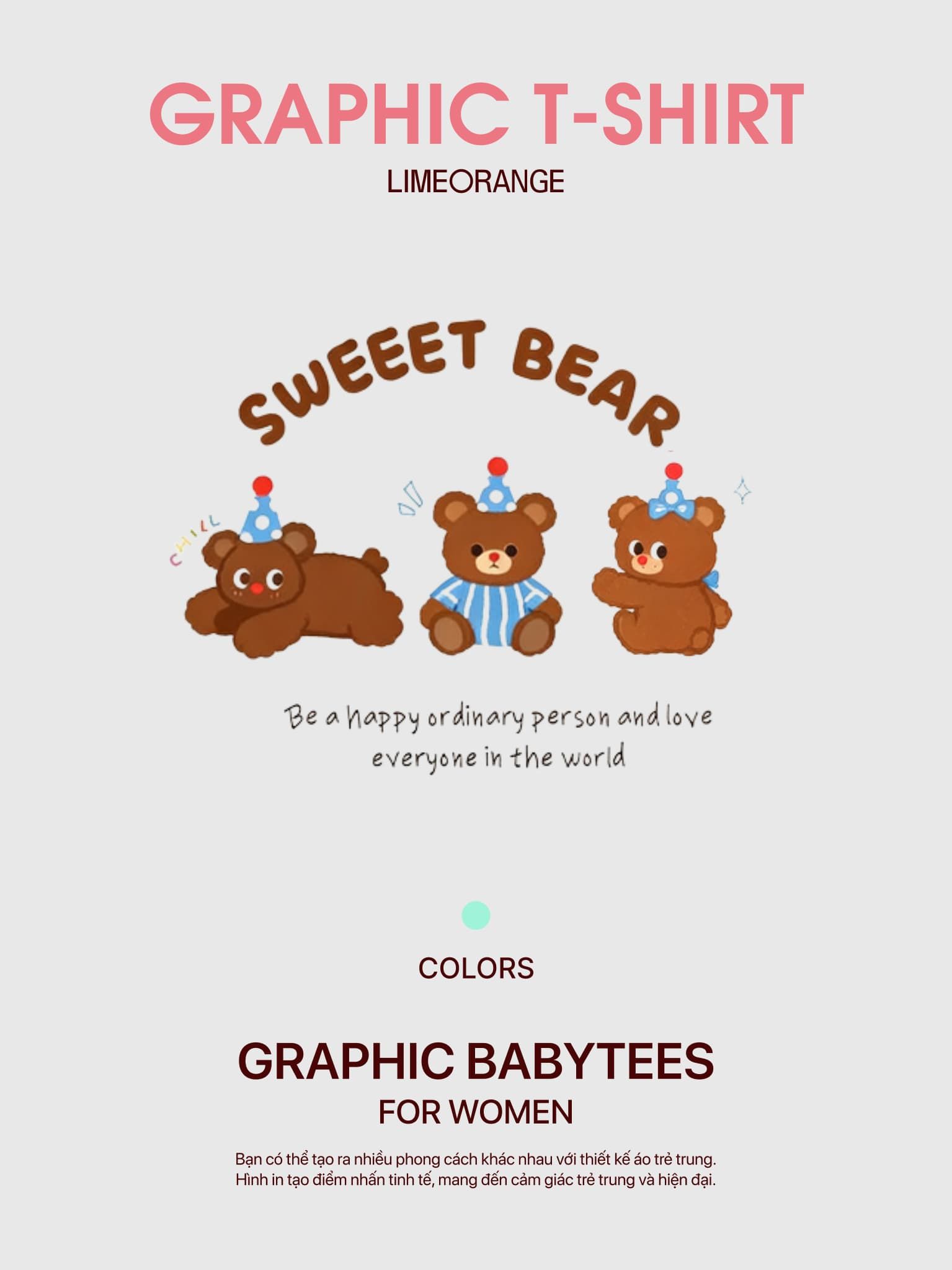 Áo Thun Baby Fit Graphic Sweet Bear LIMEORANGE