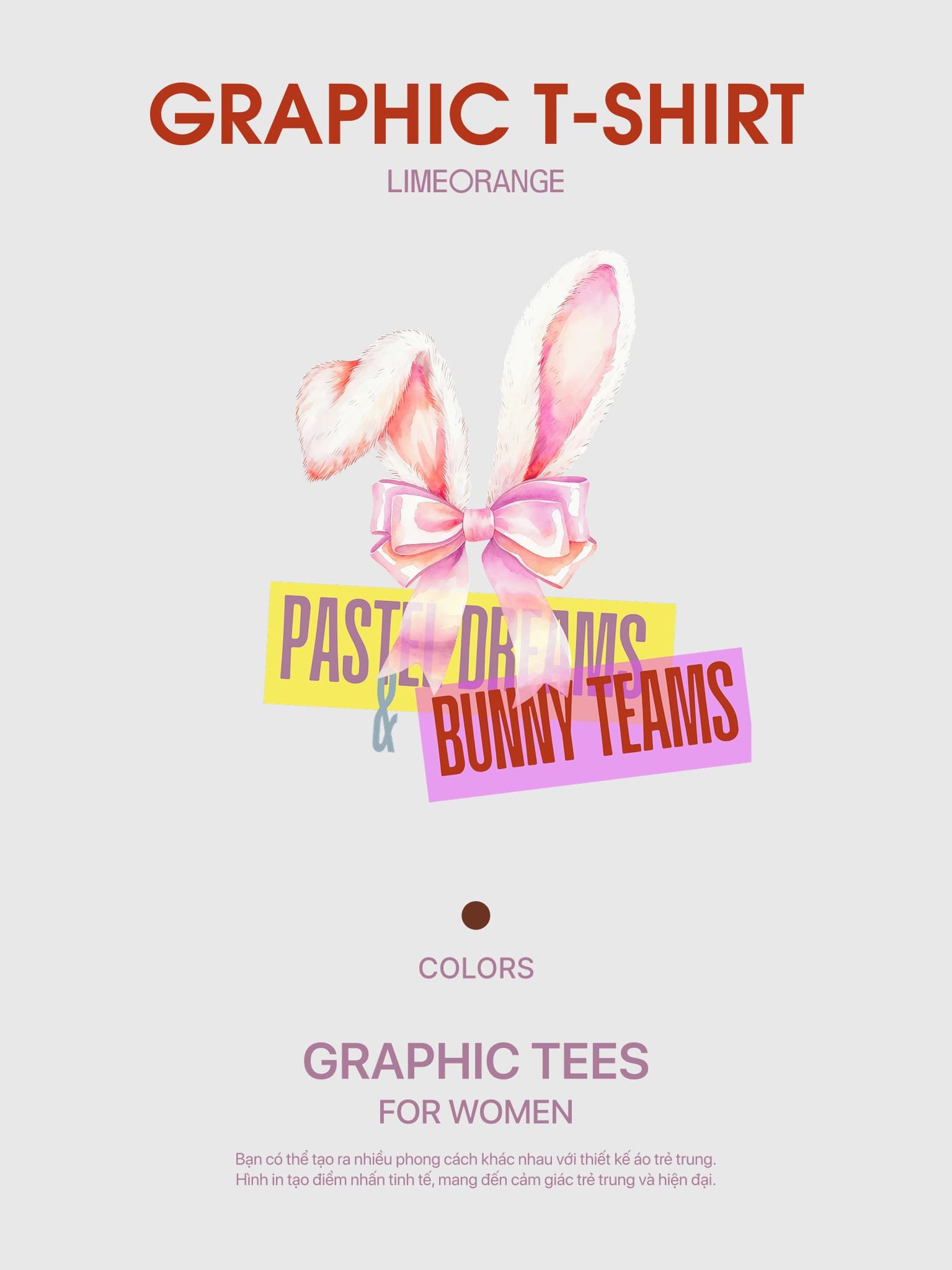 Áo Thun Nữ Regular Fit Graphic Bunny LIMEORANGE
