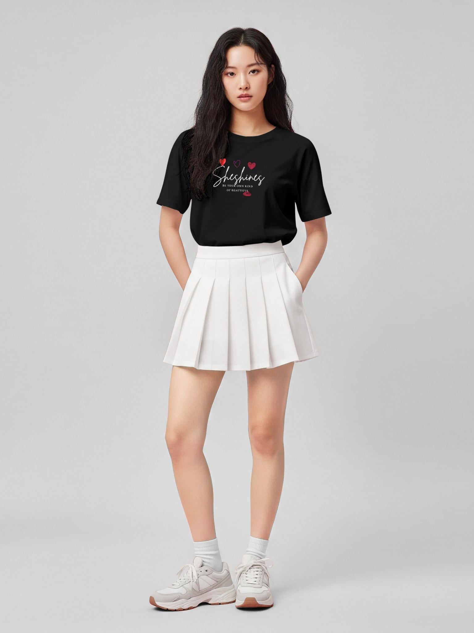 Áo thun hình in nữ - Bloom & Cute T-shirt - Đen