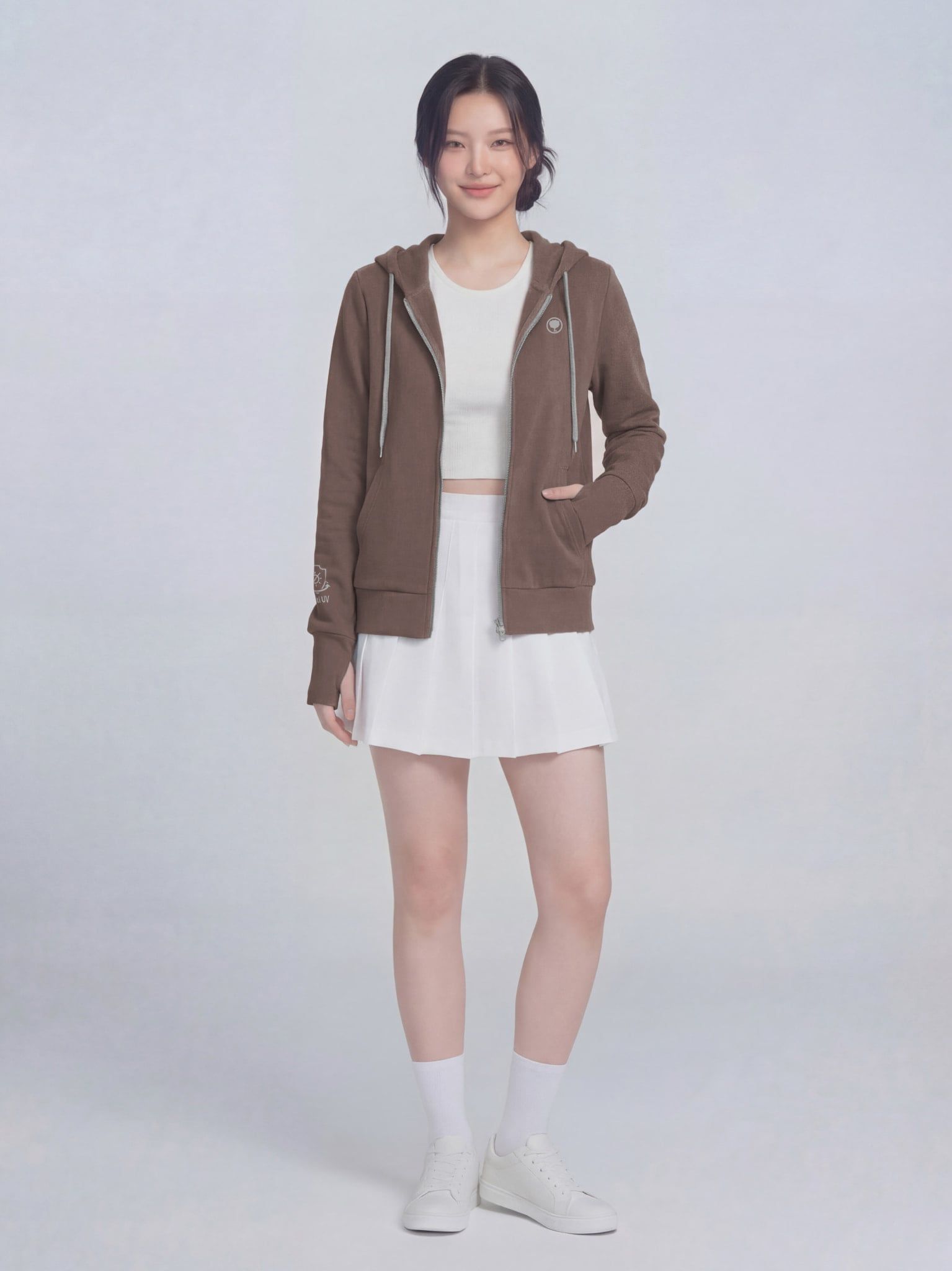 ÁO KHOÁC COTTON NỮ CHỐNG NẮNG 99,95% HOODIE WINGS - LIMEORANGE - Nâu Ghi