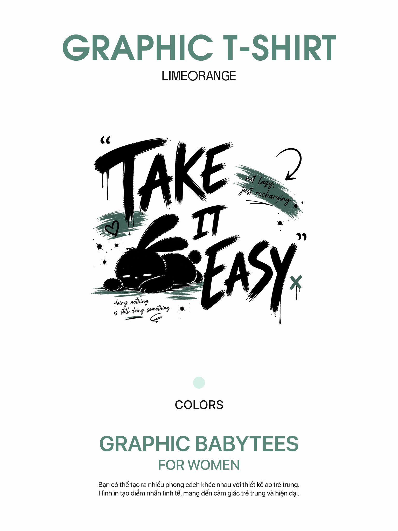 Áo thun Nữ Baby fit Graphic Take It Easy LIMEORANGE