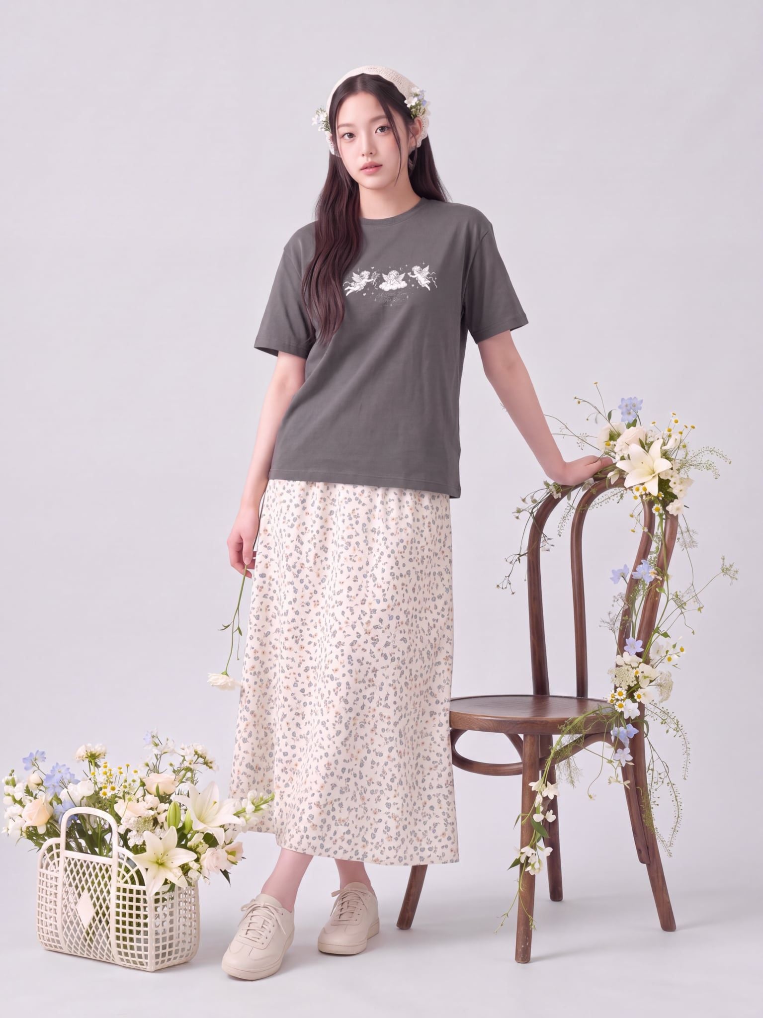 Áo thun Nữ Boxy Fit Form Rộng BST Dear Her - Xám