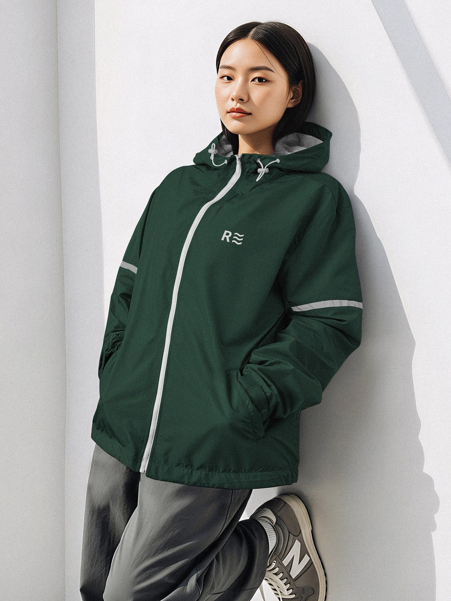 Áo khoác dù phản quang - Windstopper 8 for Women - Xanh Lá Đậm