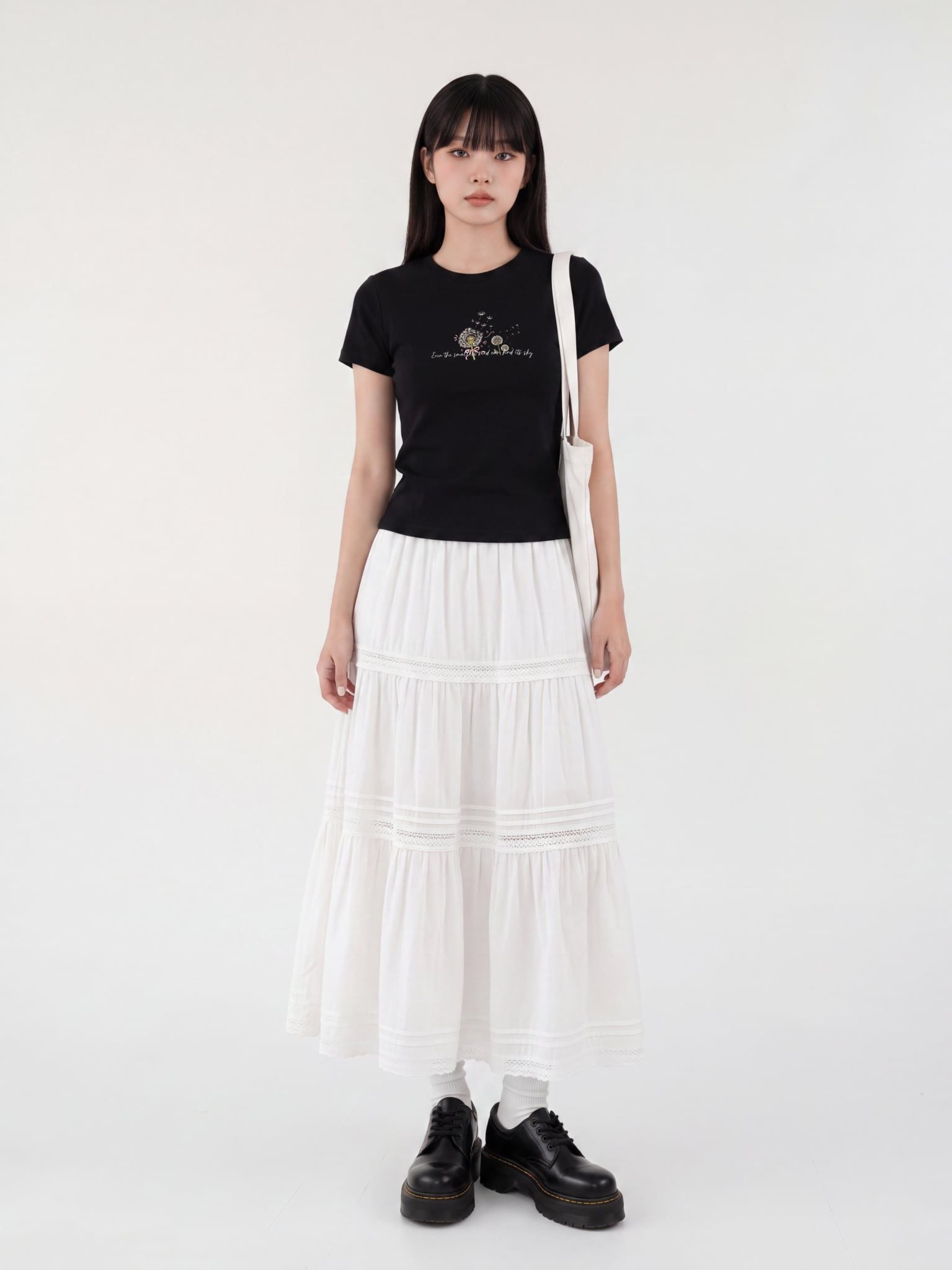 Áo Thun Nữ Baby fit Graphic BST Lovely Notes LIMEORANGE - Đen