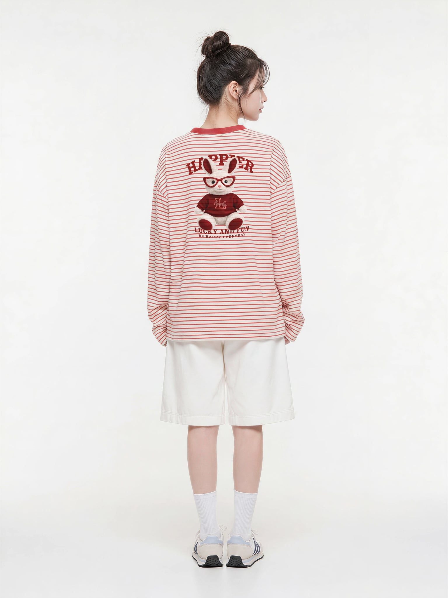 Áo Thun Tay Dài Pique Stripe Graphic Bunny LIMEORANGE