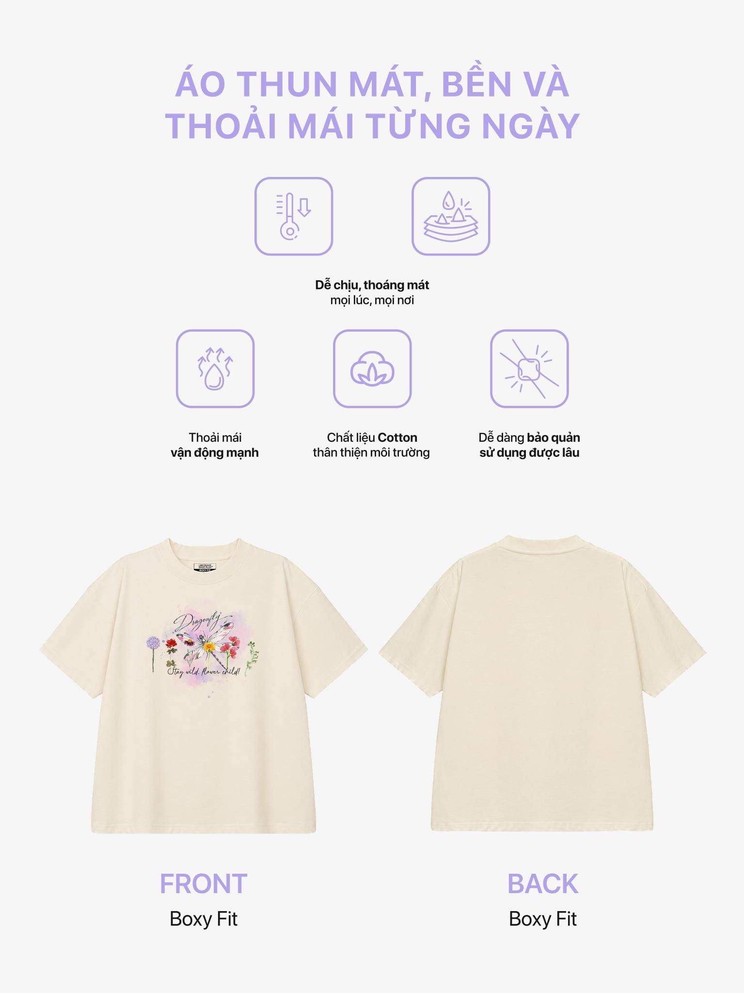 Áo thun Nữ Boxy Fit Form Rộng Graphic Dragonfly LIMEORANGE