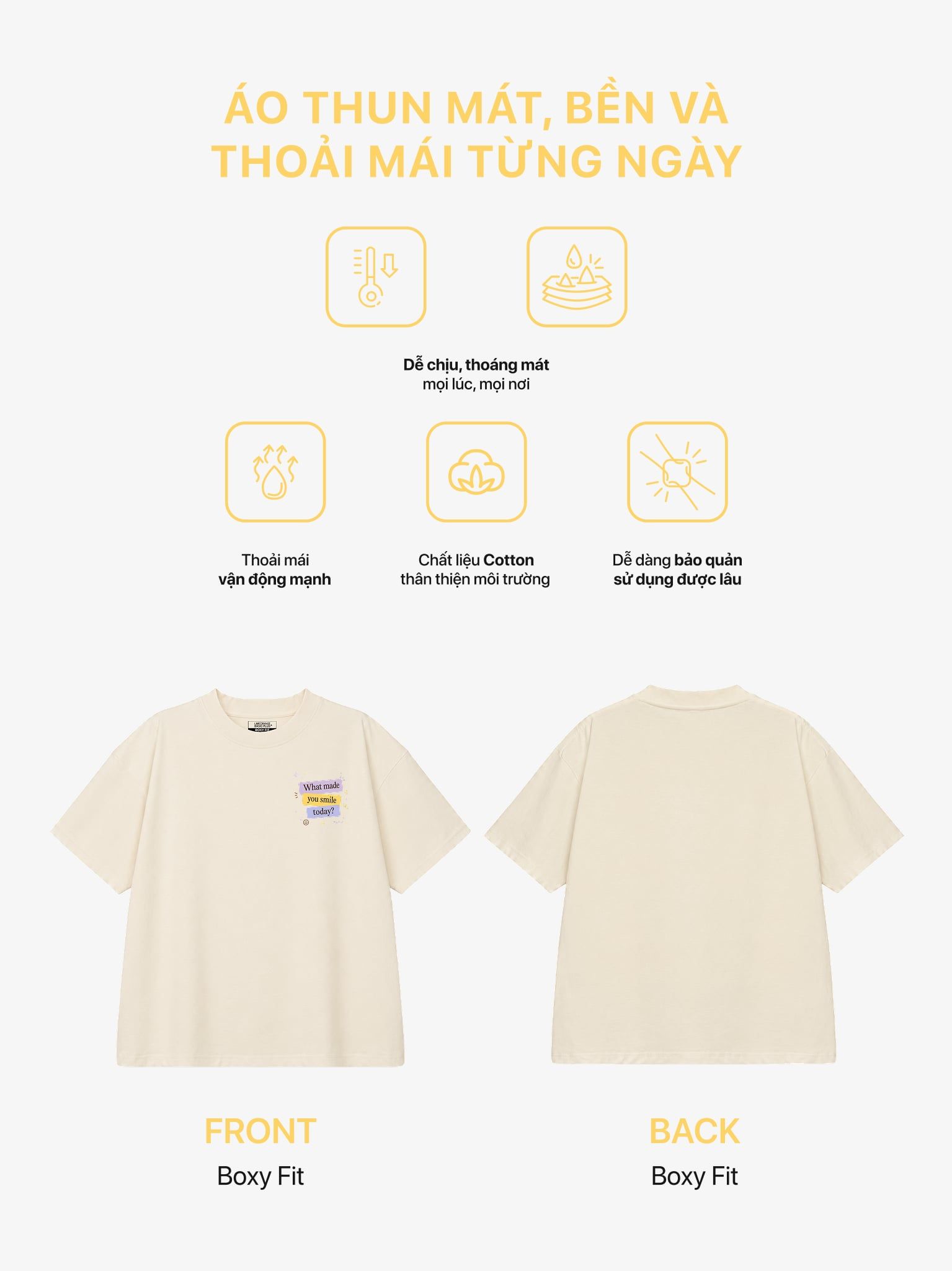 Áo thun Nữ Boxy Fit Form Rộng Graphic What Made You Smile Today LIMEORANGE