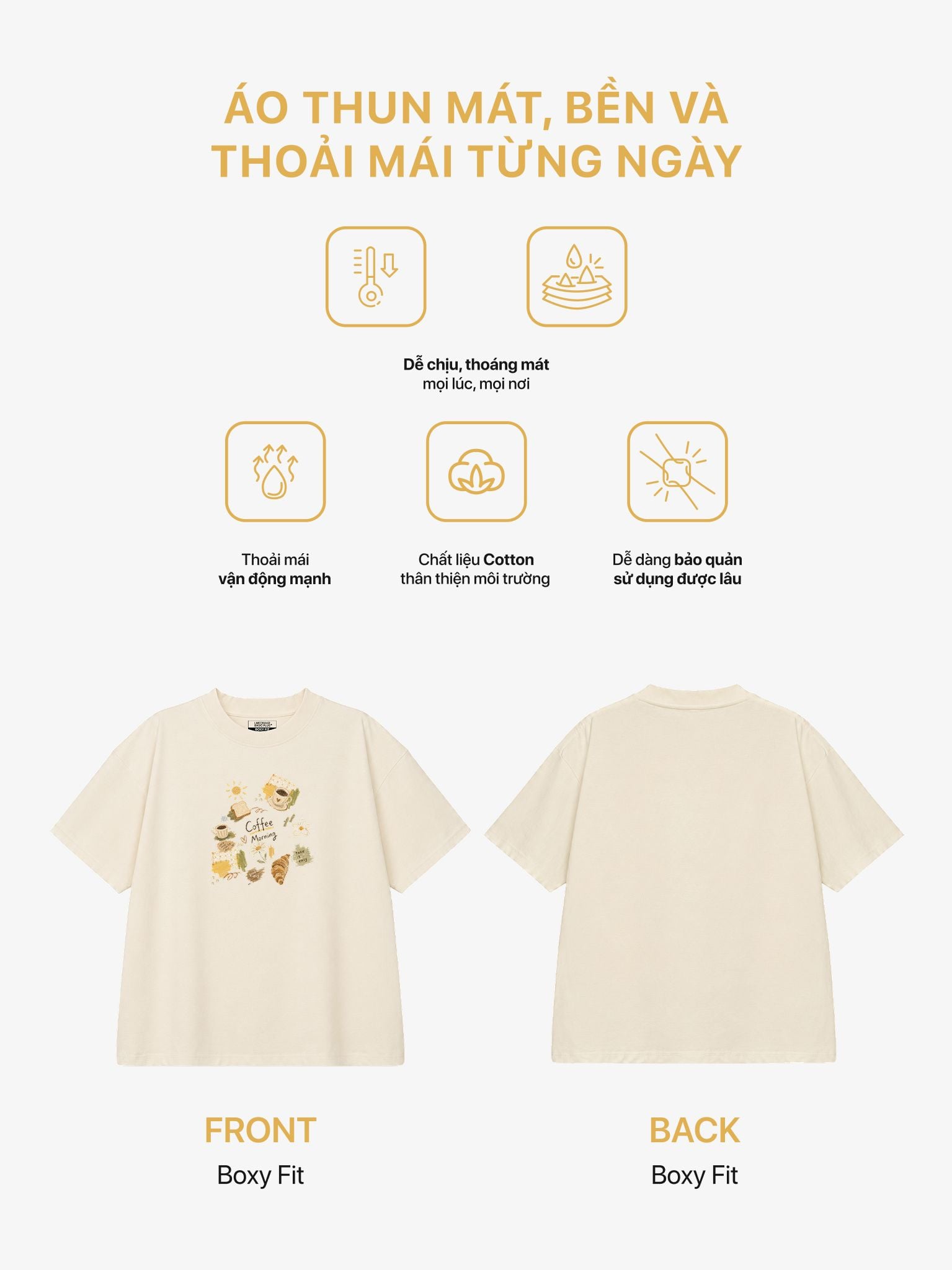 Áo thun Nữ Boxy Fit Form Rộng Graphic Coffee Morning LIMEORANGE