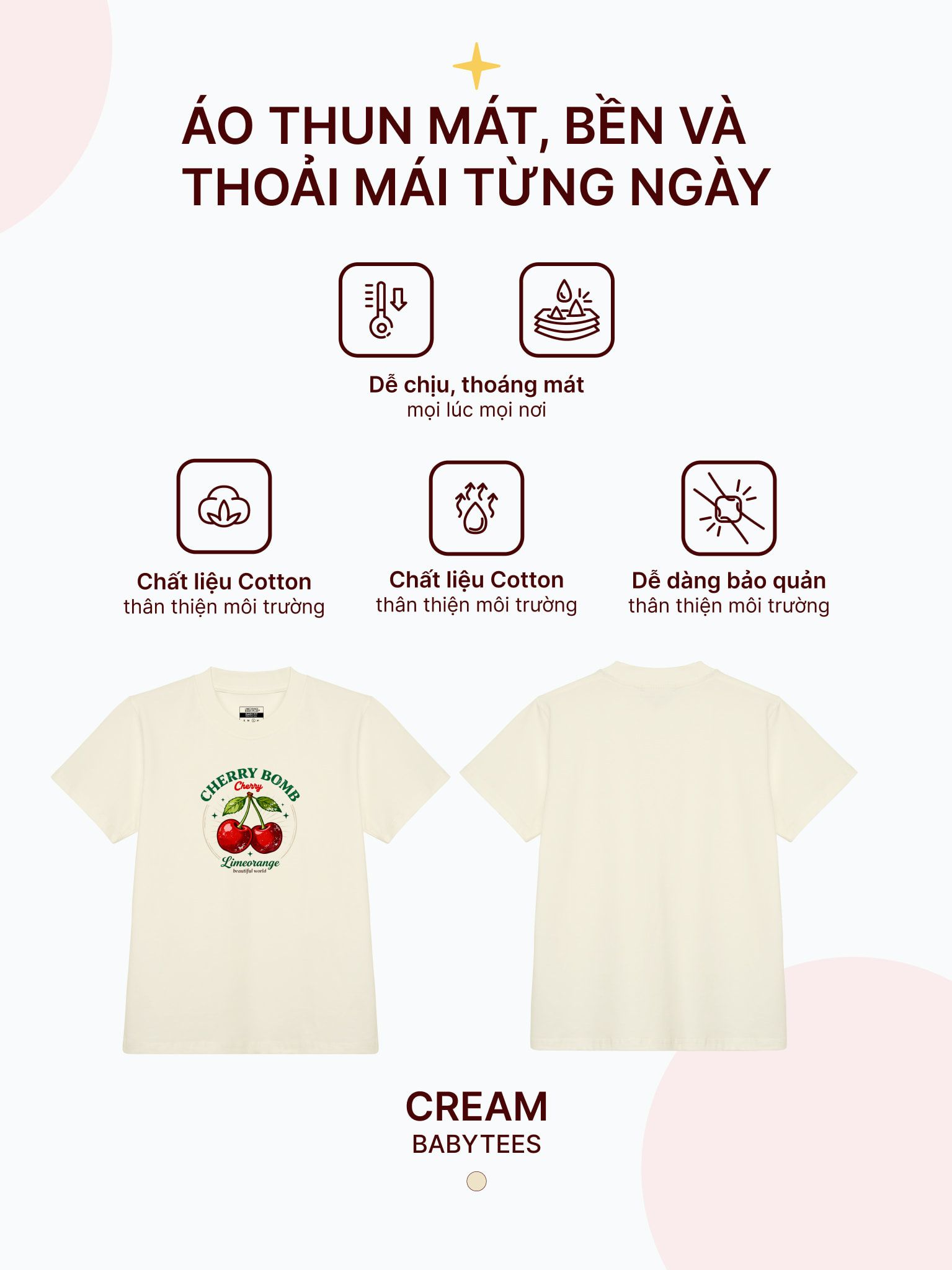 Áo thun hình in phom Baby Tee - Cherry Dreams Collection