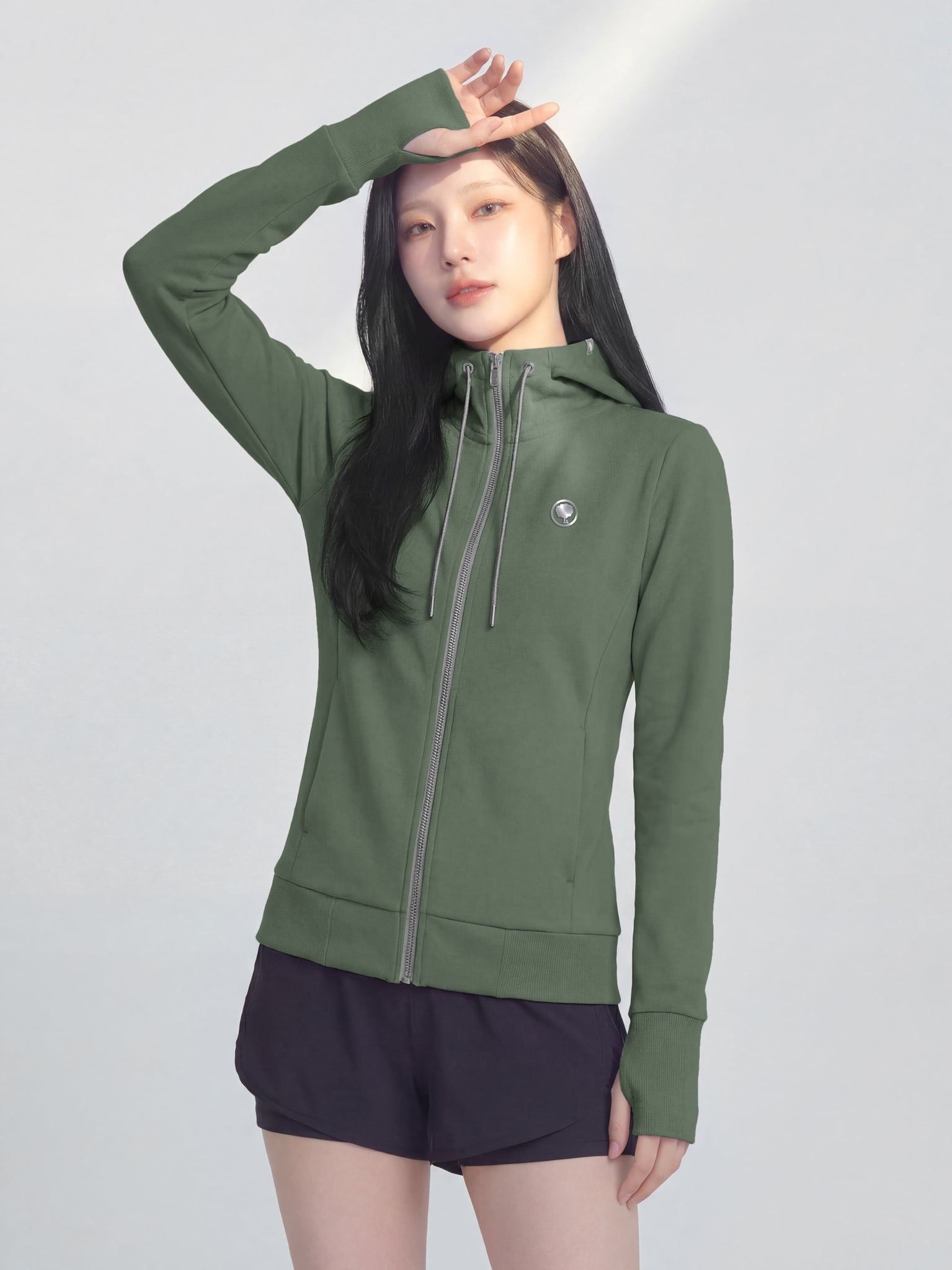 ÁO KHOÁC COTTON NỮ CHỐNG NẮNG 99,95% HOODIE WINGS - LIMEORANGE - Xanh Rêu
