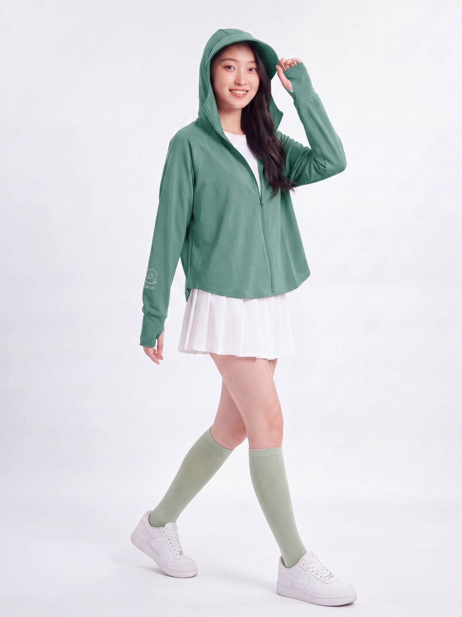 Áo Khoác Nữ Cánh Dơi UV Cool Lite Hoodie 2 Thun Lạnh Chống Tia UV LIMEORANGE - Xanh lá