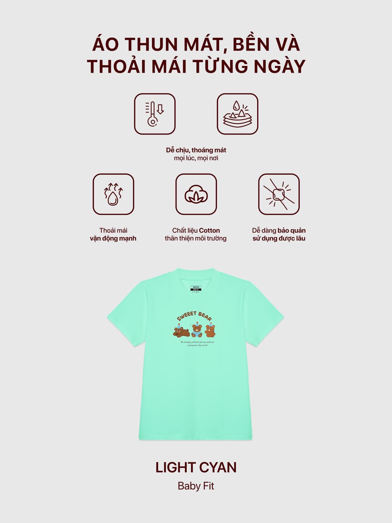 Áo Thun Baby Fit Graphic Sweet Bear LIMEORANGE