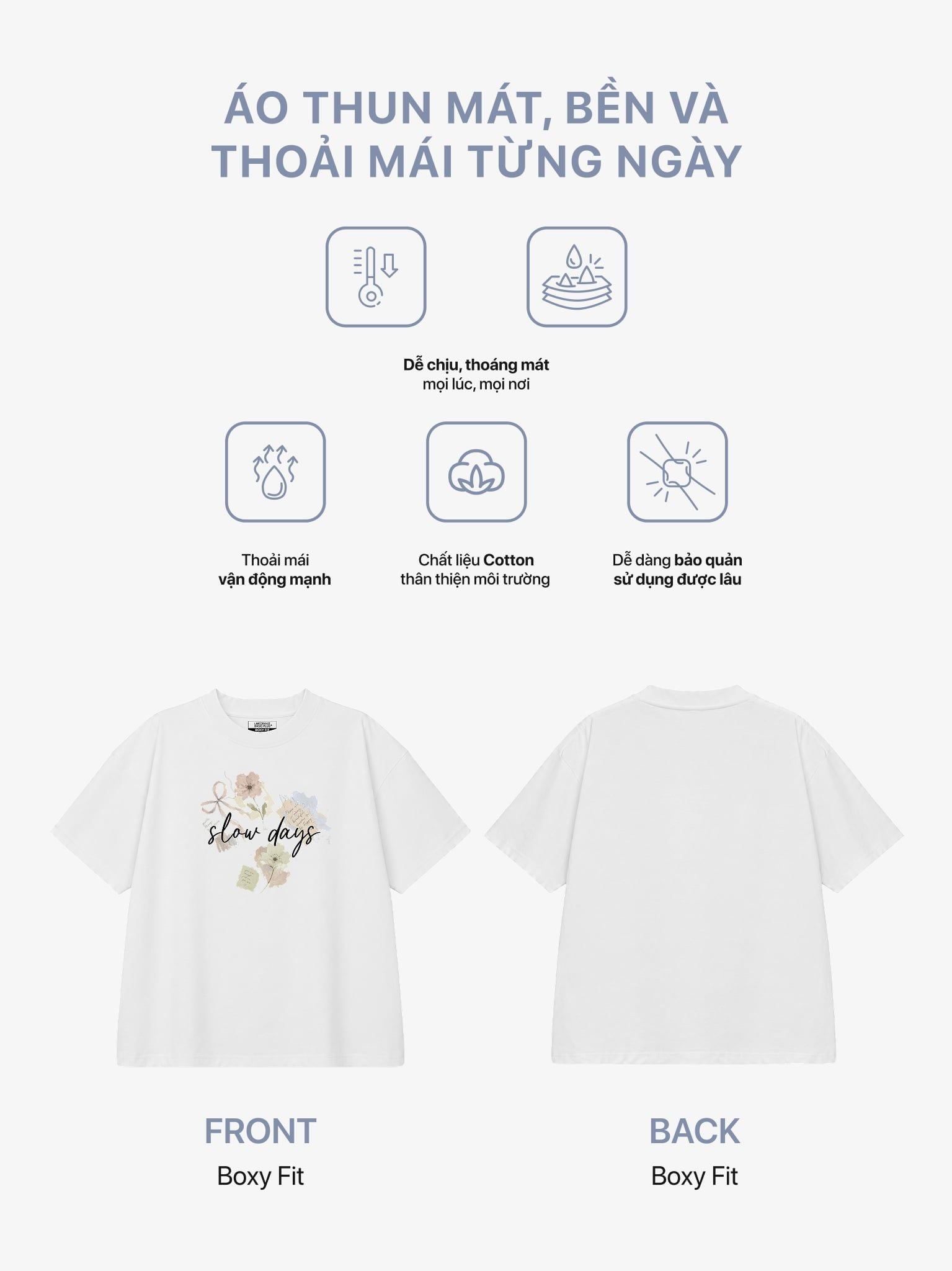 Áo thun Nữ Boxy Fit Form Rộng Graphic Slow Days LIMEORANGE