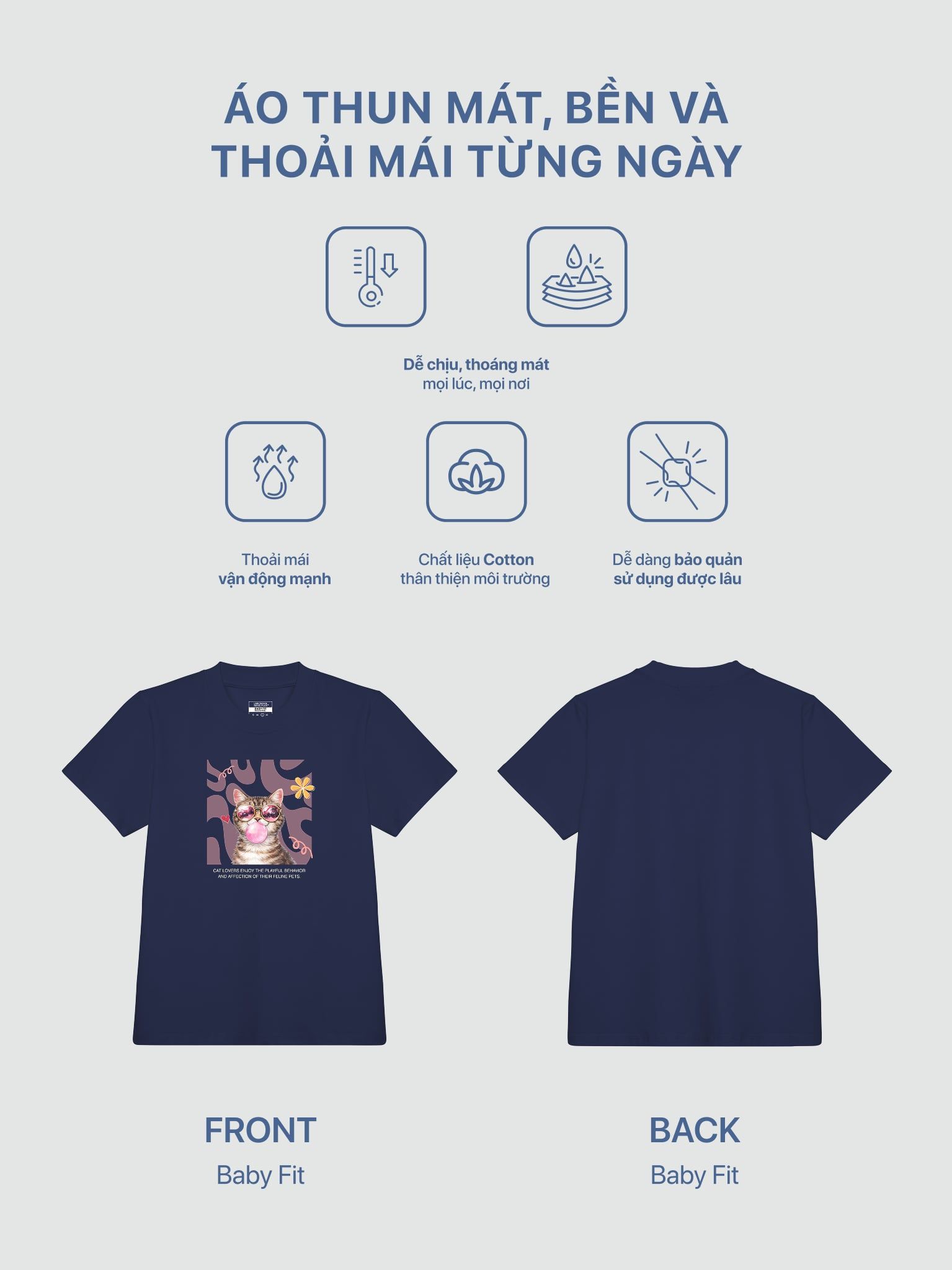 Áo Thun Baby Fit Graphic Cat Lovers LIMEORANGE