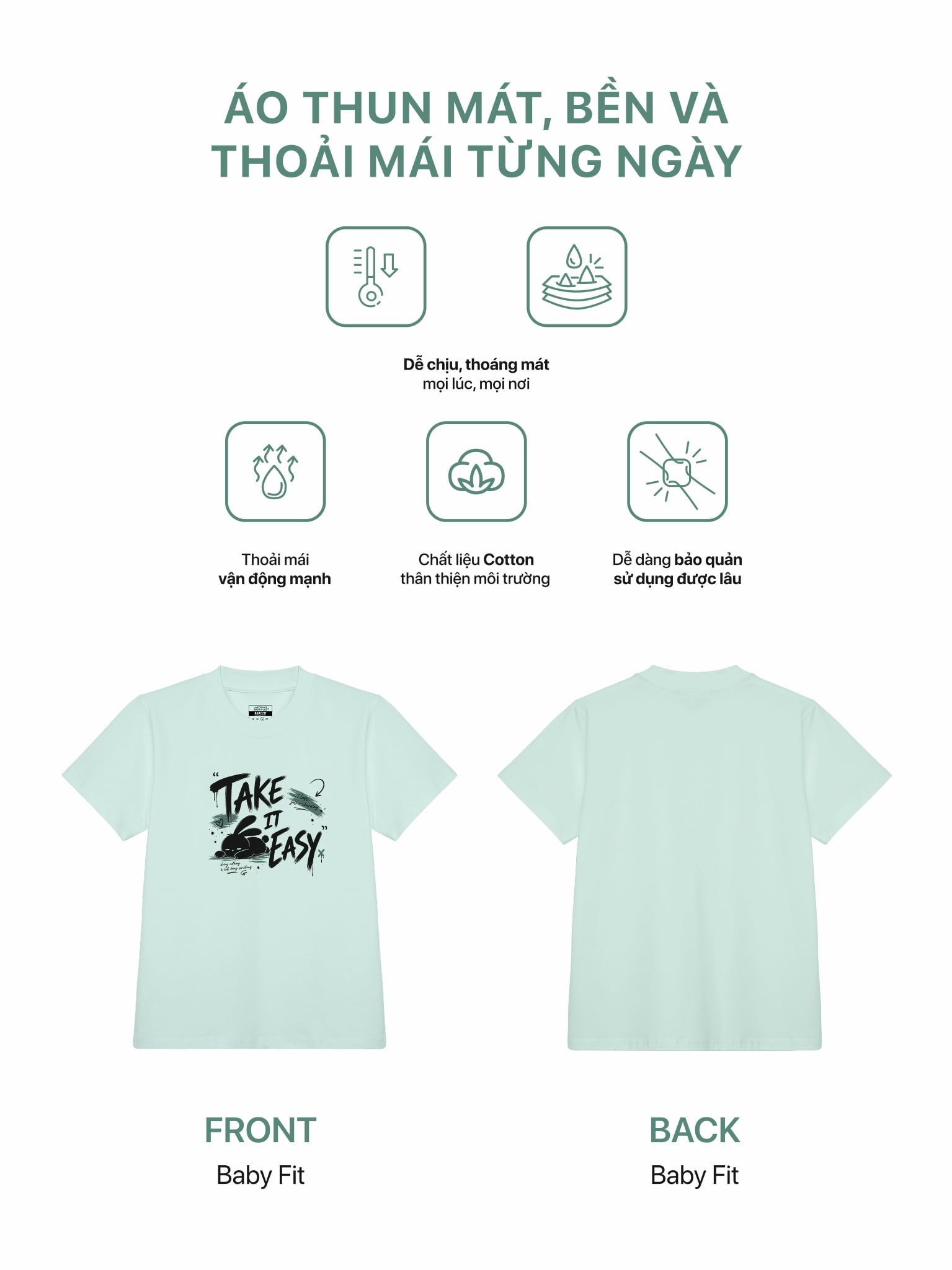Áo thun Nữ Baby fit Graphic Take It Easy LIMEORANGE