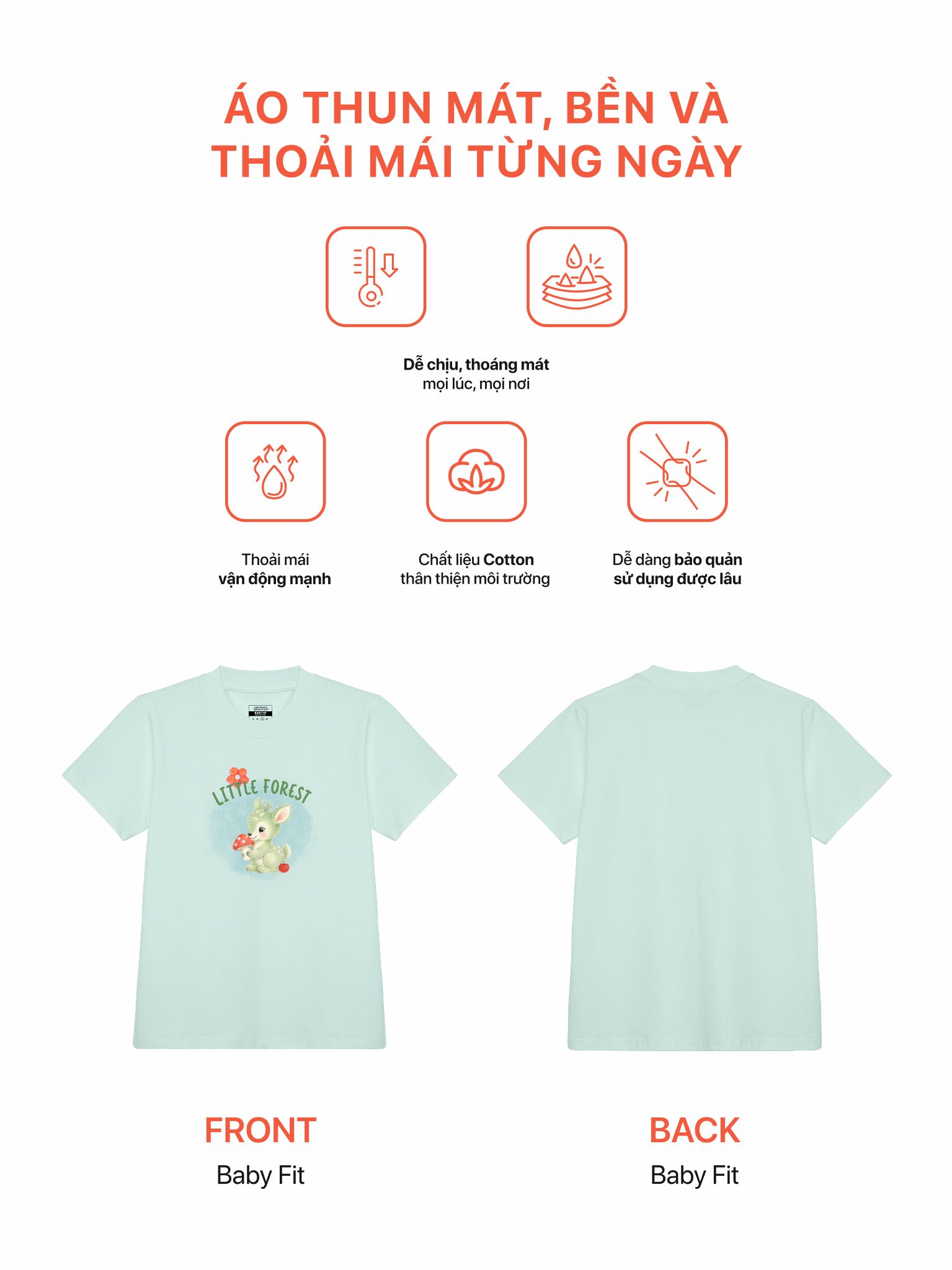 Áo thun Nữ Baby fit Graphic Litter Forest LIMEORANGE