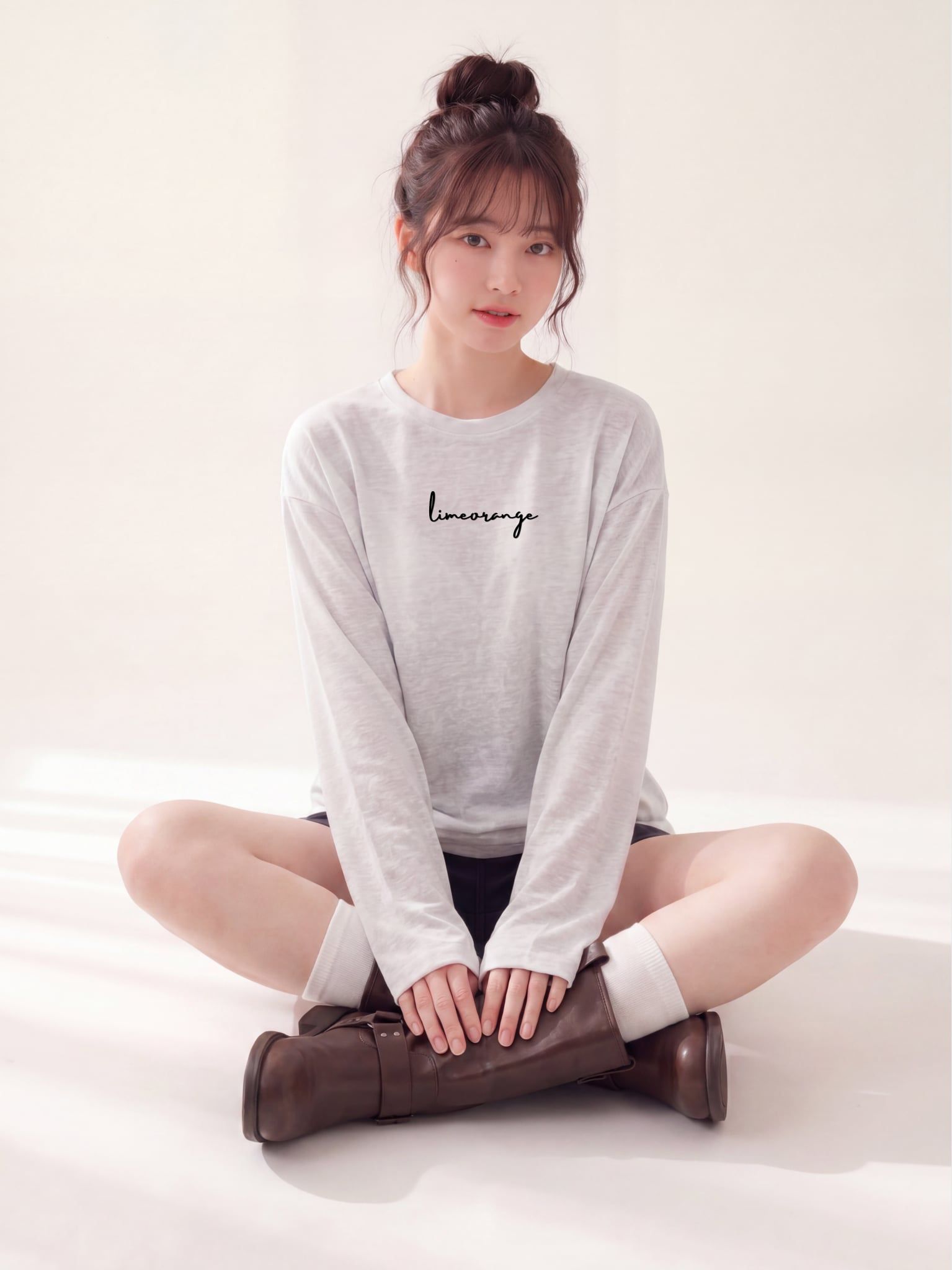 Áo Thun Nữ Tay Dài Slub Cotton LIMEORANGE - Trắng