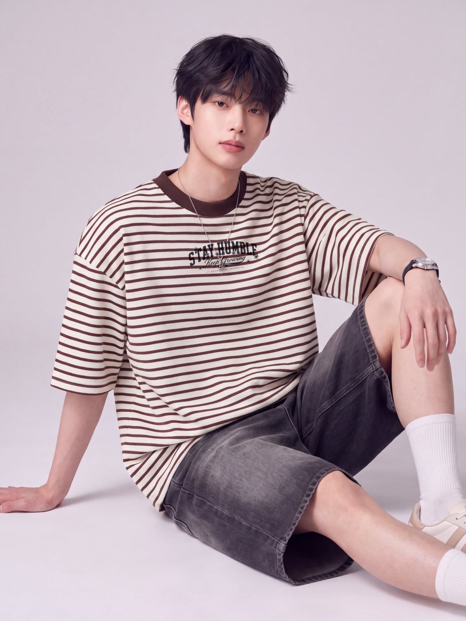 Áo Thun Sọc Ngang Unisex Boxy Fit Daily Stripe LIMEORANGE - Kem