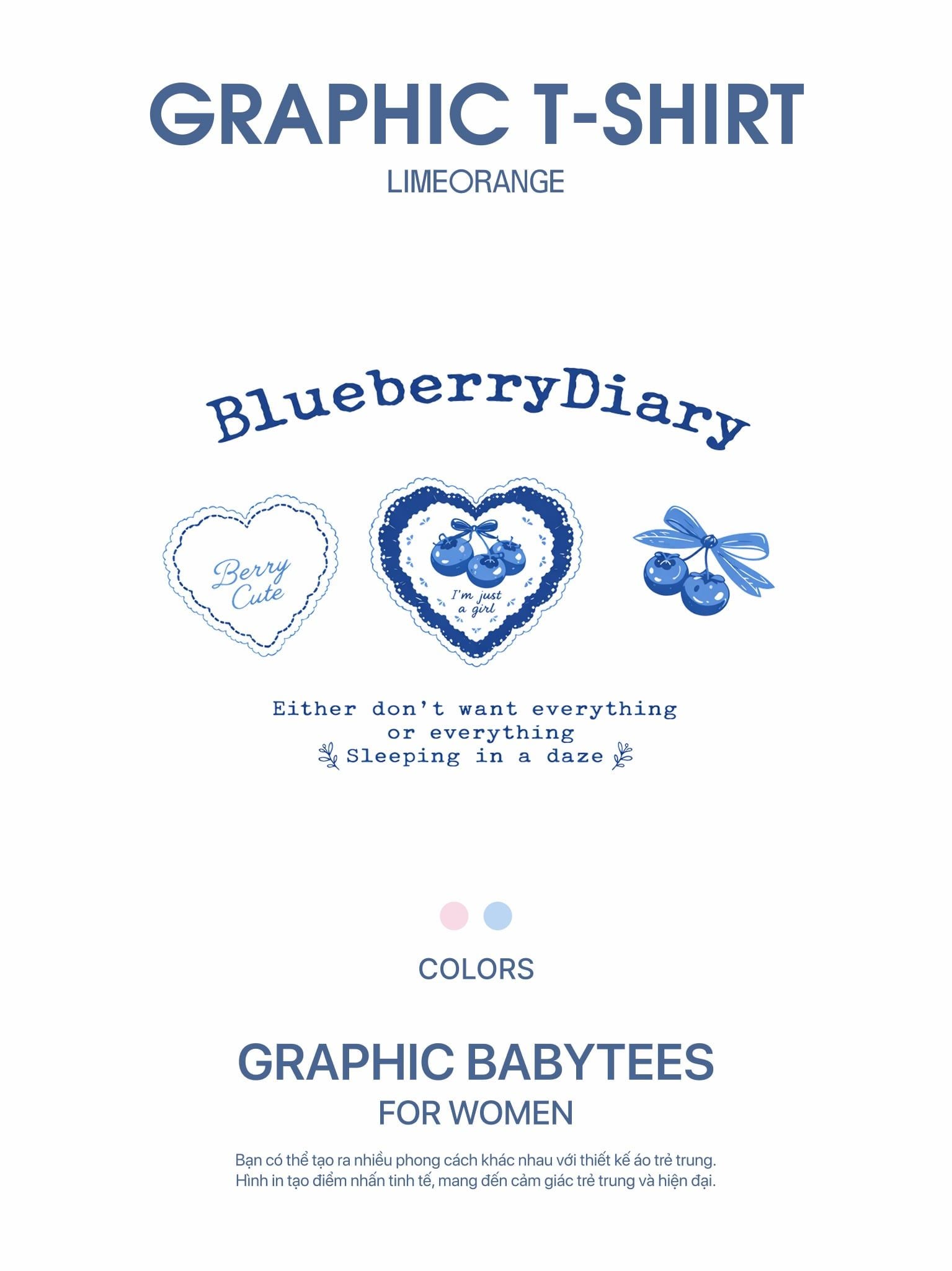 Áo Thun Baby Fit Graphic BlueberryDiary LIMEORANGE