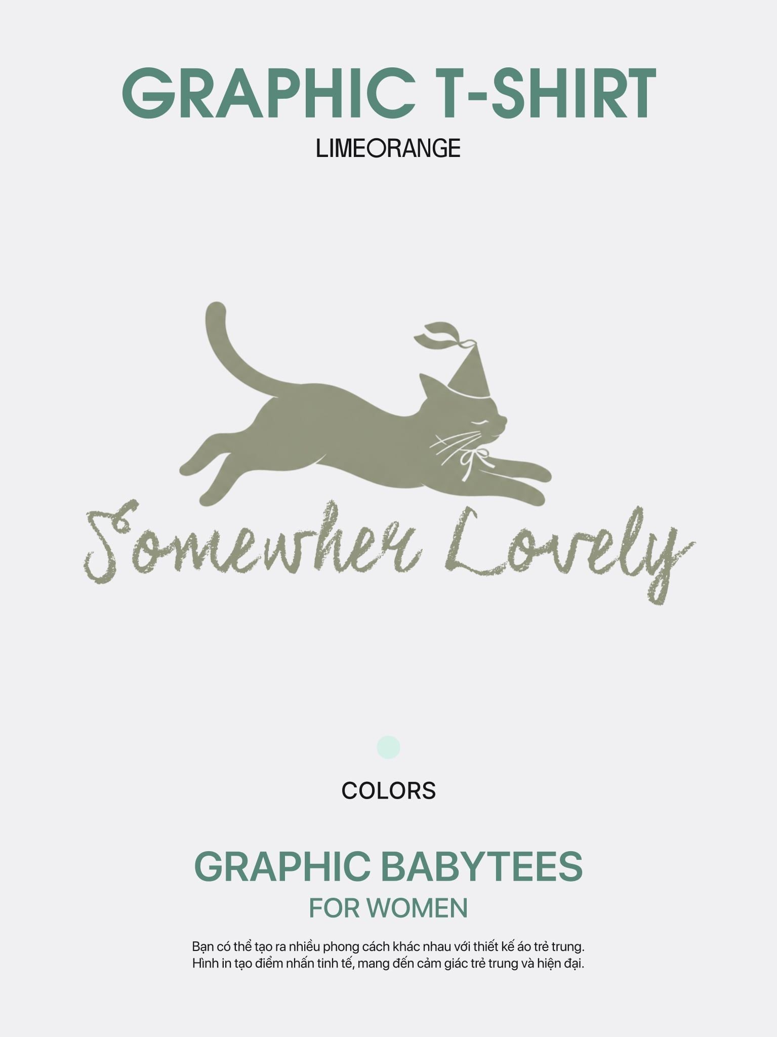 Áo thun Nữ Baby Fit Graphic BST Lovely Notes LIMEORANGE