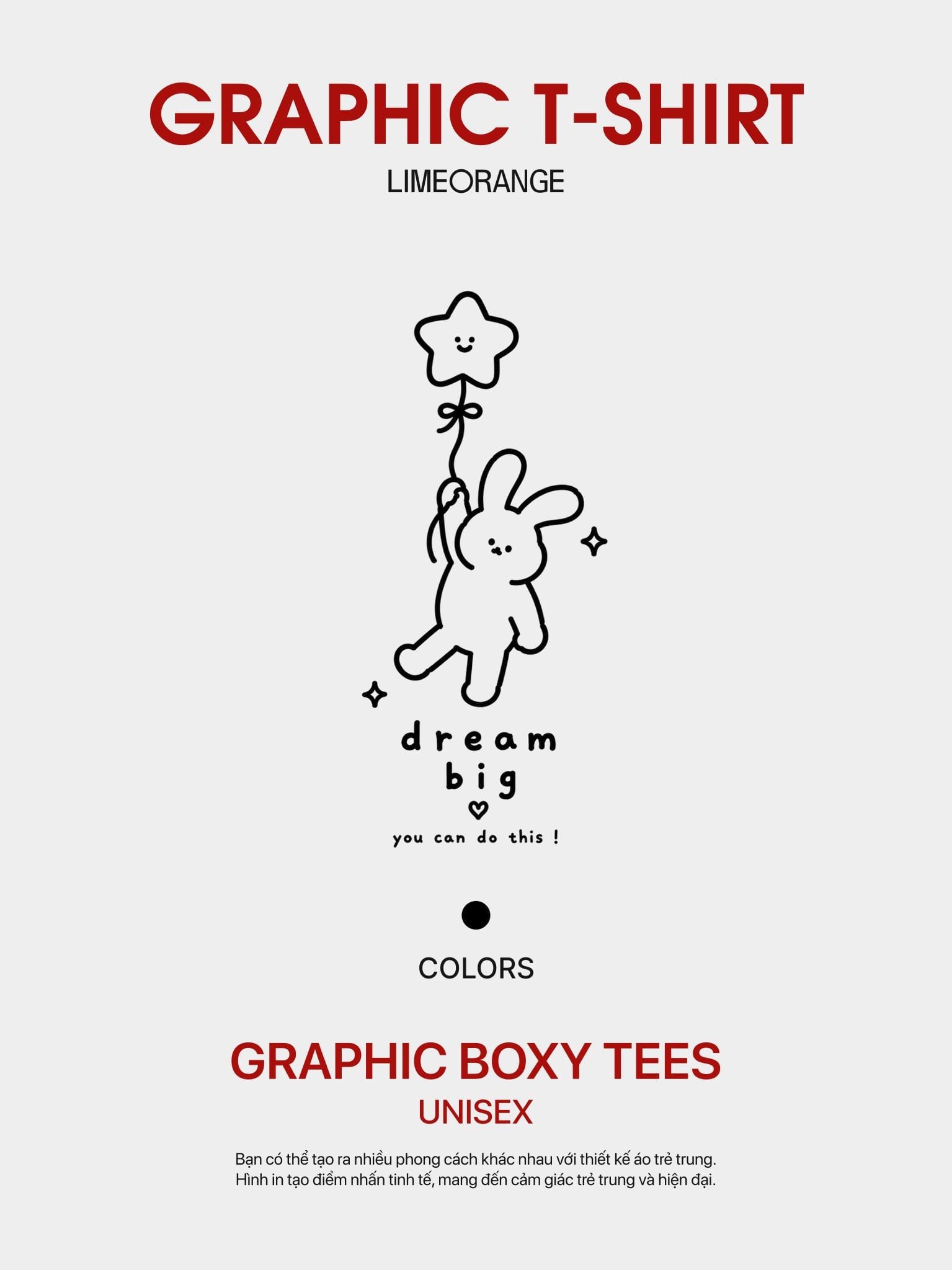 Áo thun Unisex Nam Nữ Boxy Fit Form Rộng Graphic Bunny LIMEORANGE