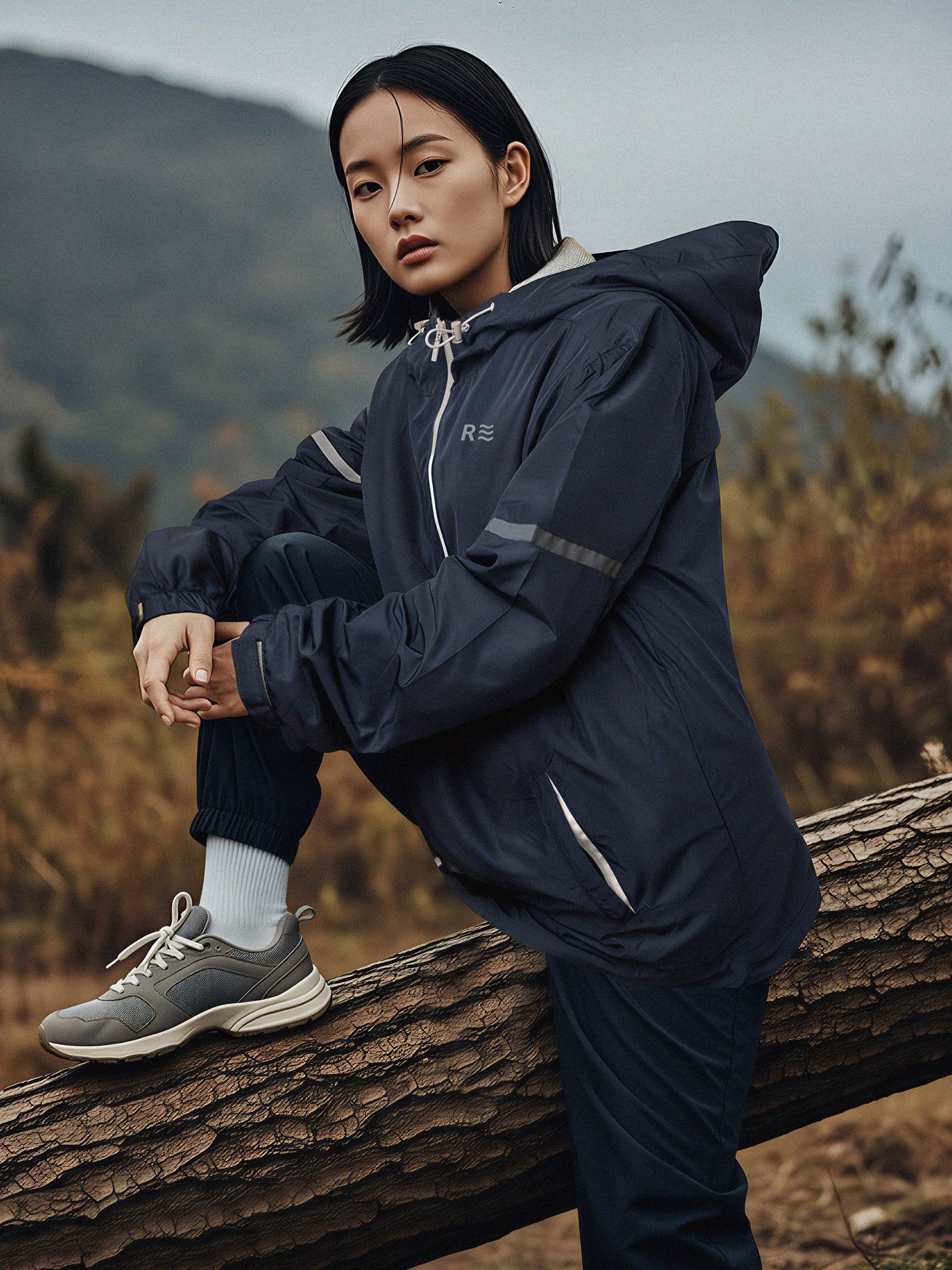 Áo khoác dù phản quang - Windstopper 8 for Women - Xanh Navy