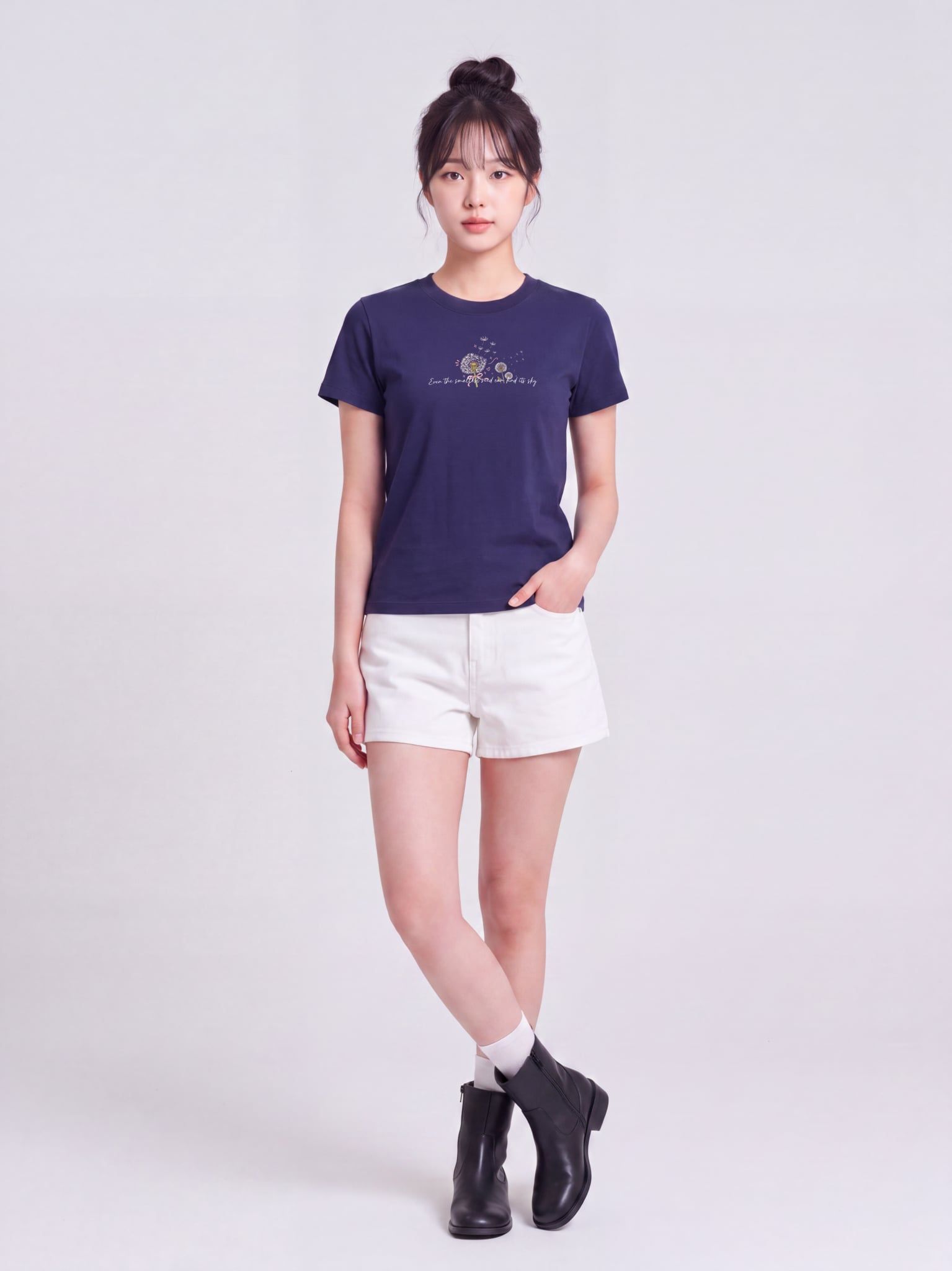 Áo Thun Nữ Baby fit Graphic BST Lovely Notes LIMEORANGE - Navy
