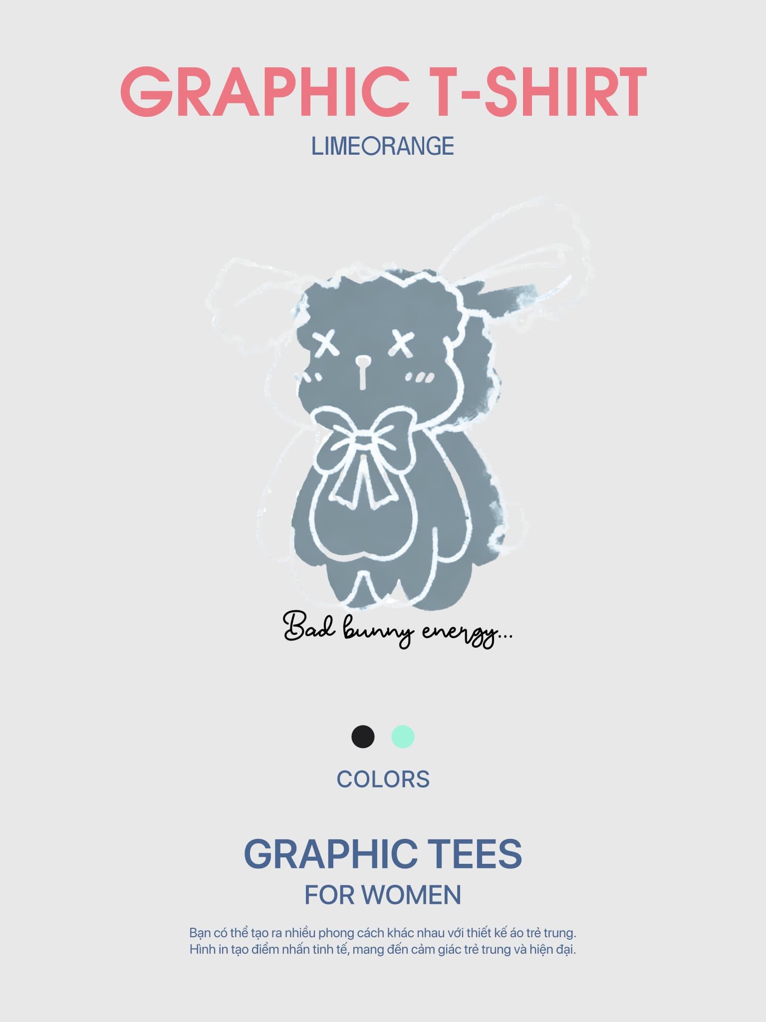 Áo Thun Boxy Fit Graphic Bad Bunny LIMEORANGE