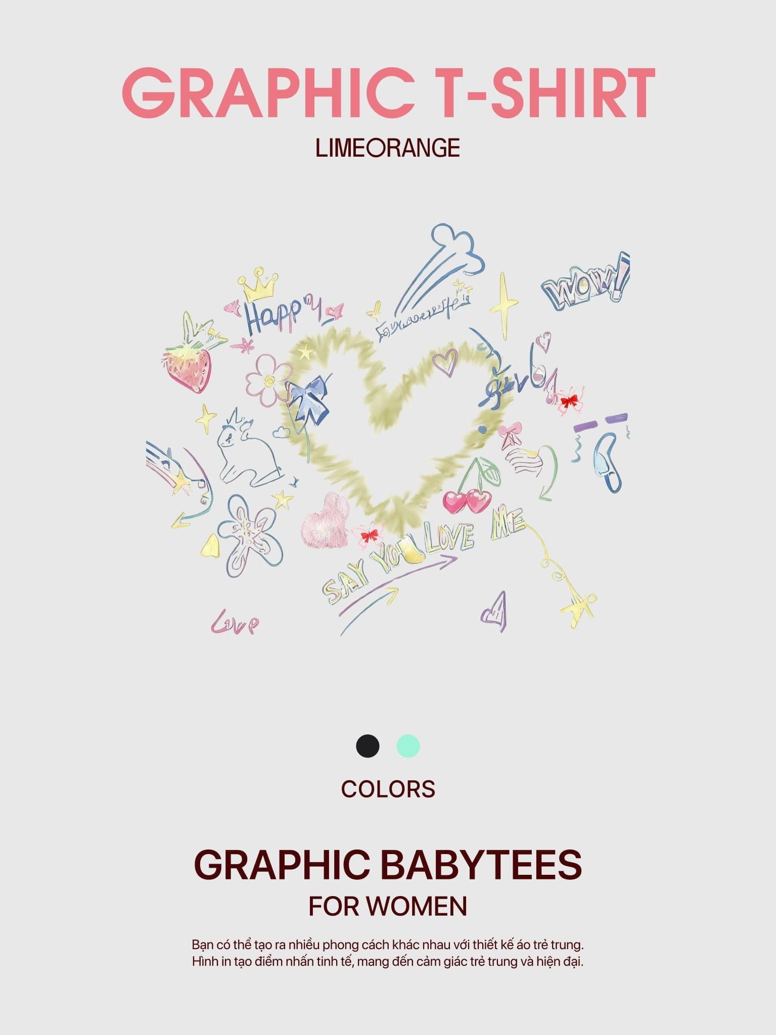Áo Thun Baby Fit Graphic Say You Love Me LIMEORANGE