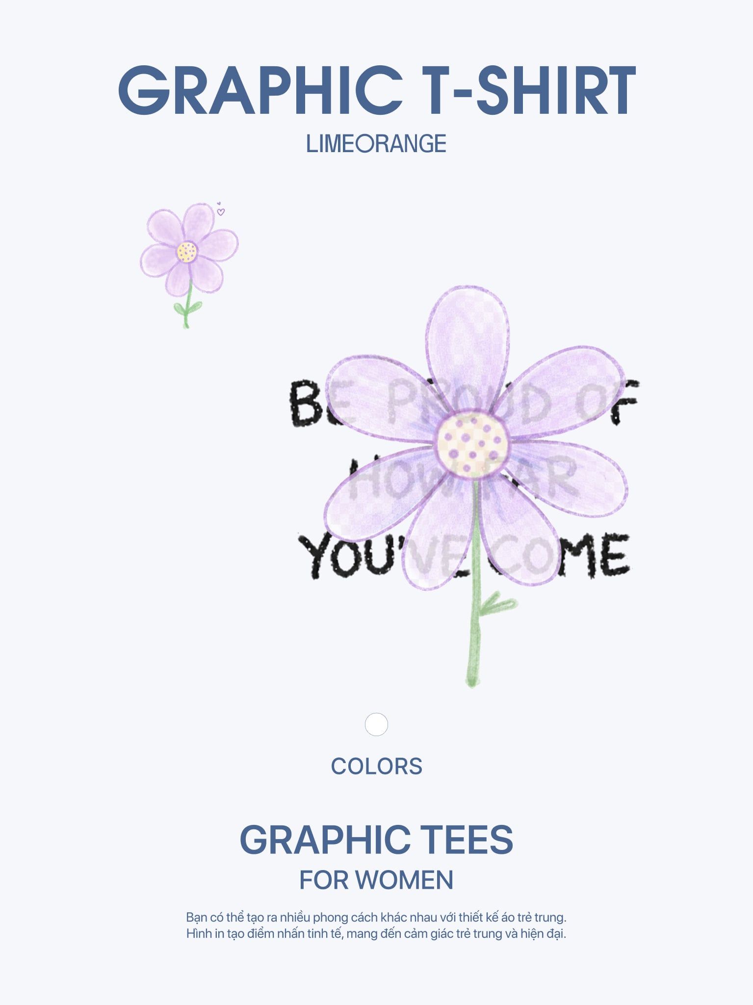 Áo Thun Boxy Fit Graphic Flower LIMEORANGE
