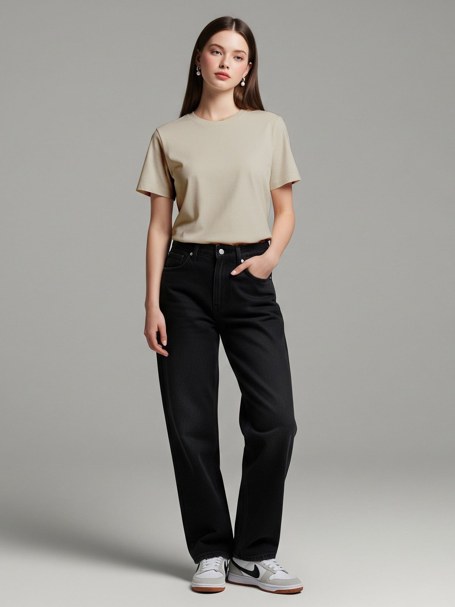 Áo Thun Nữ Trơn Baby Fit Cotton 230gsm - Baby Fit For Basic Plus 5 - Nâu Nhạt