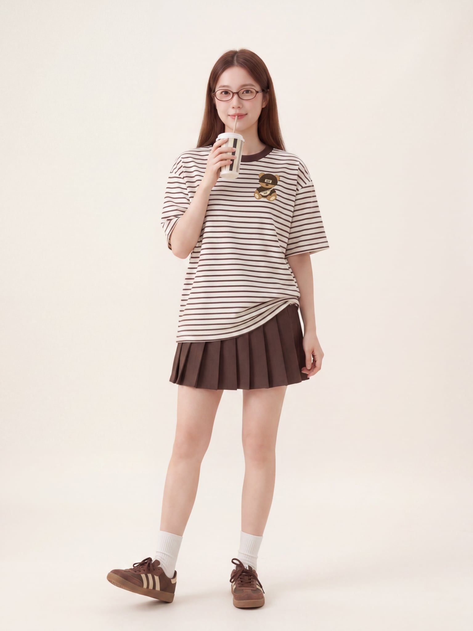 Áo Thun Sọc Ngang Tay Ngắn Unisex Boxy Fit Daily Stripe LIMEORANGE - Kem