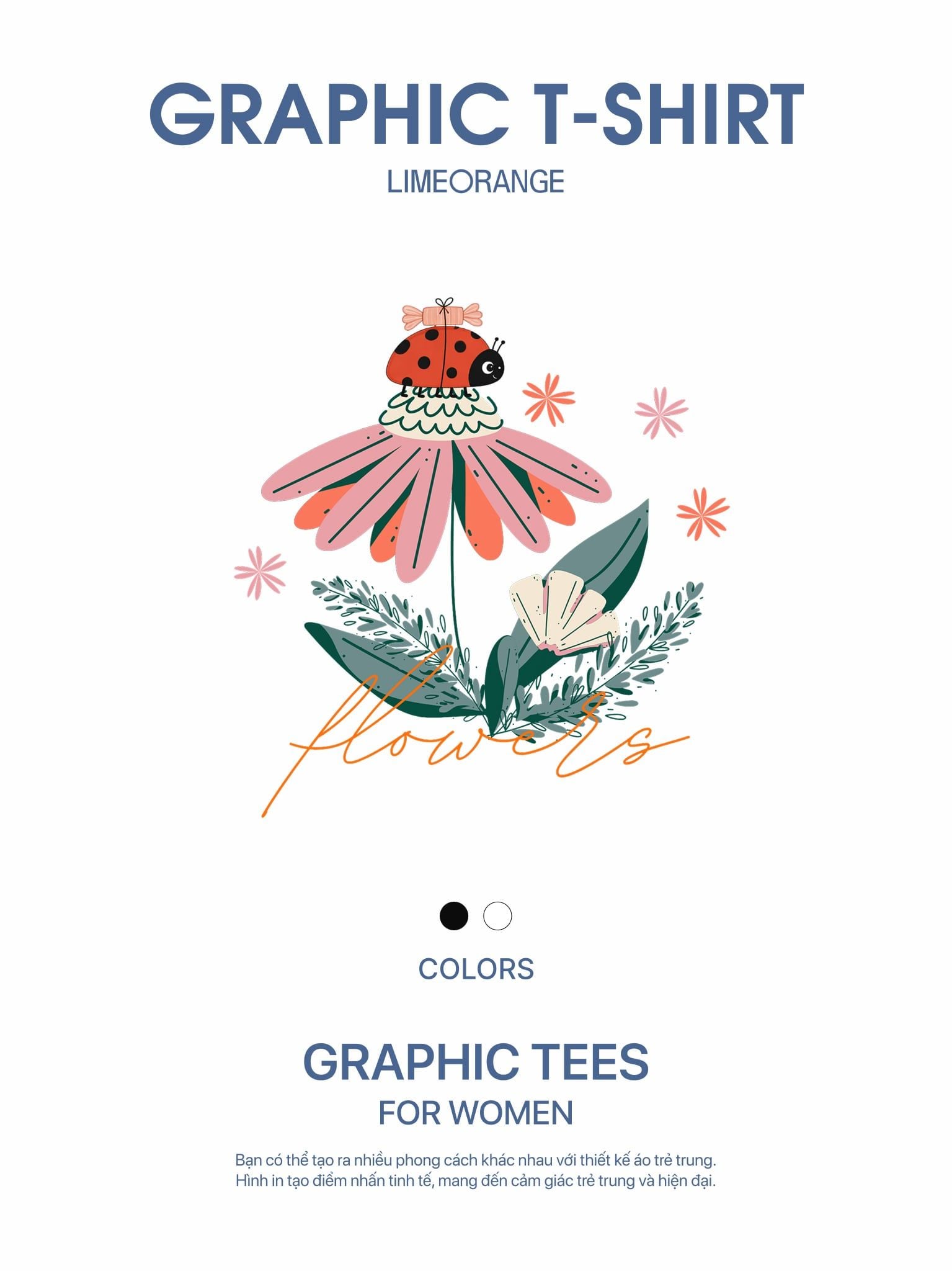 Áo Thun Boxy Fit Graphic Flowers LIMEORANGE