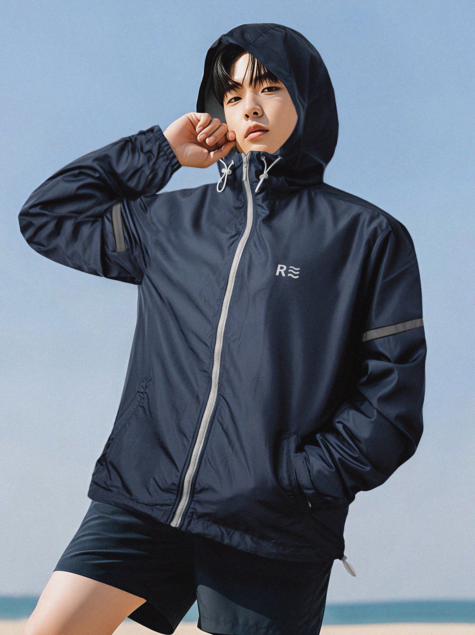 Áo khoác dù phản quang - Windstopper 8 for Men - Xanh Navy