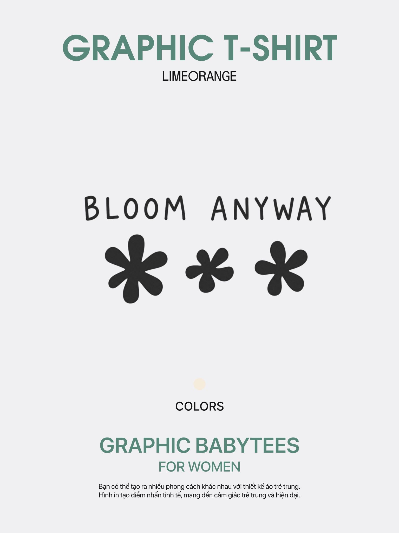 Áo thun Nữ Baby Fit Graphic BST Lovely Notes LIMEORANGE