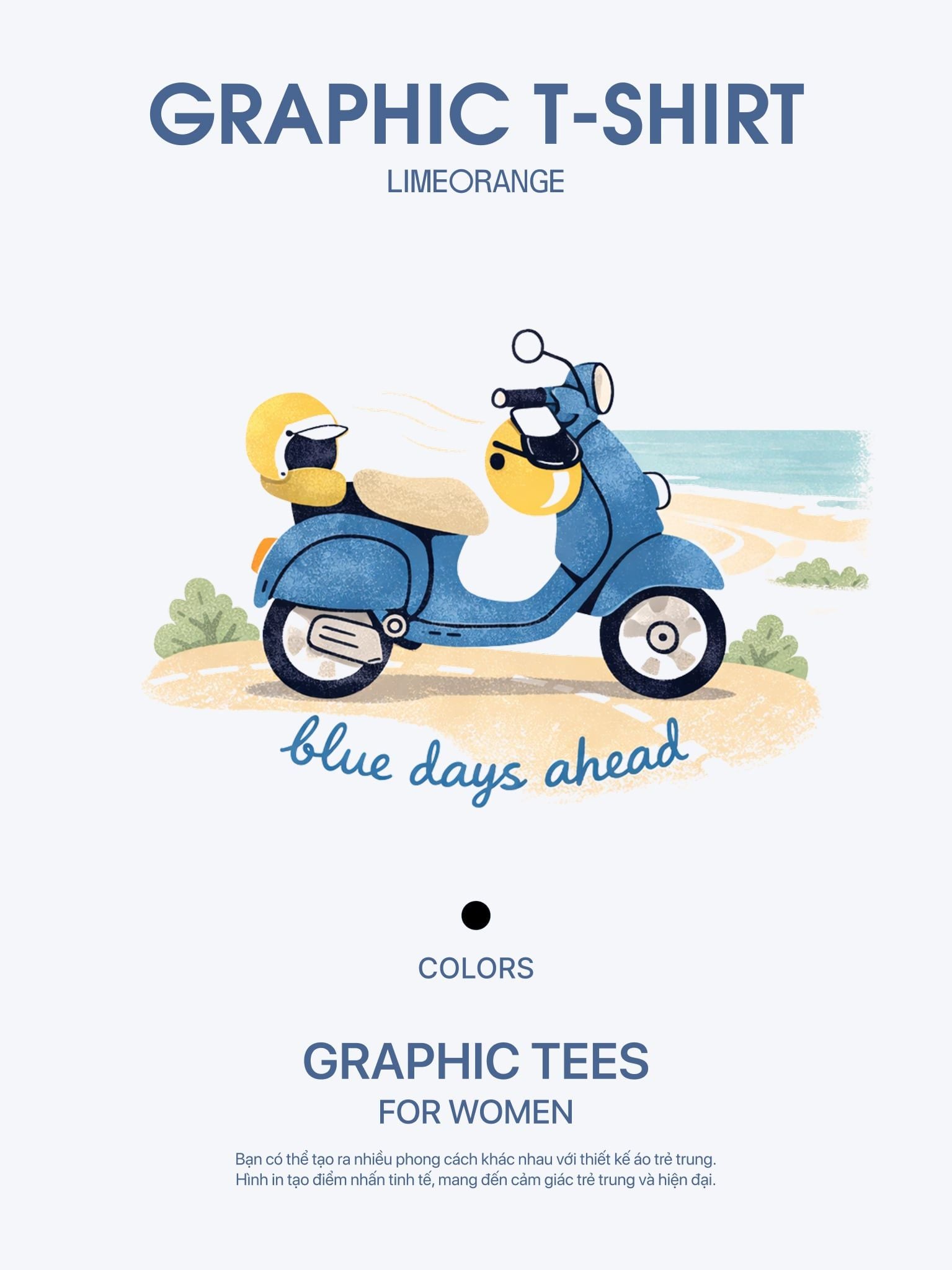 Áo Thun Boxy Fit Graphic Blue Days Ahead LIMEORANGE