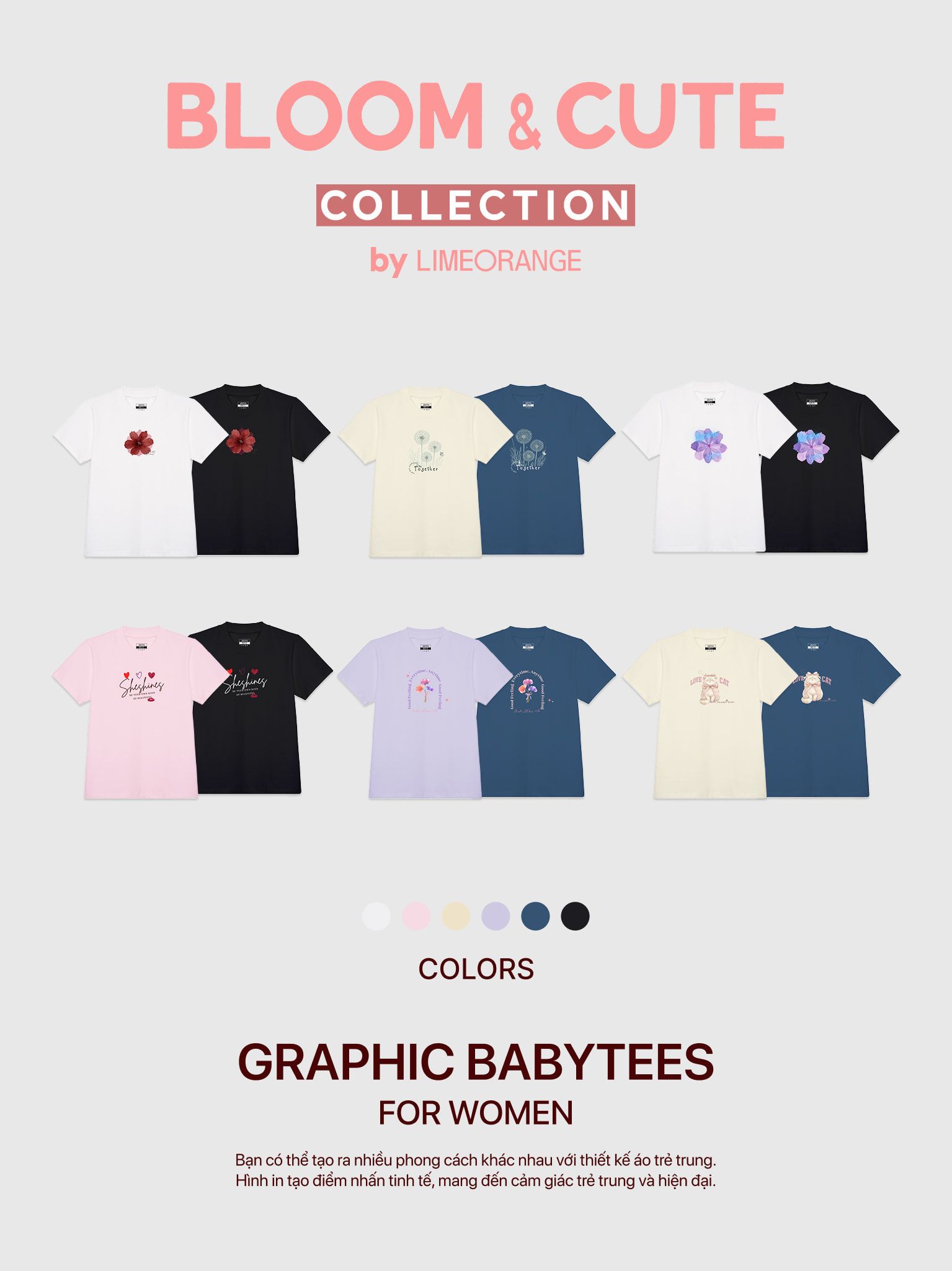 Áo thun hình in nữ - Bloom & Cute T-shirt