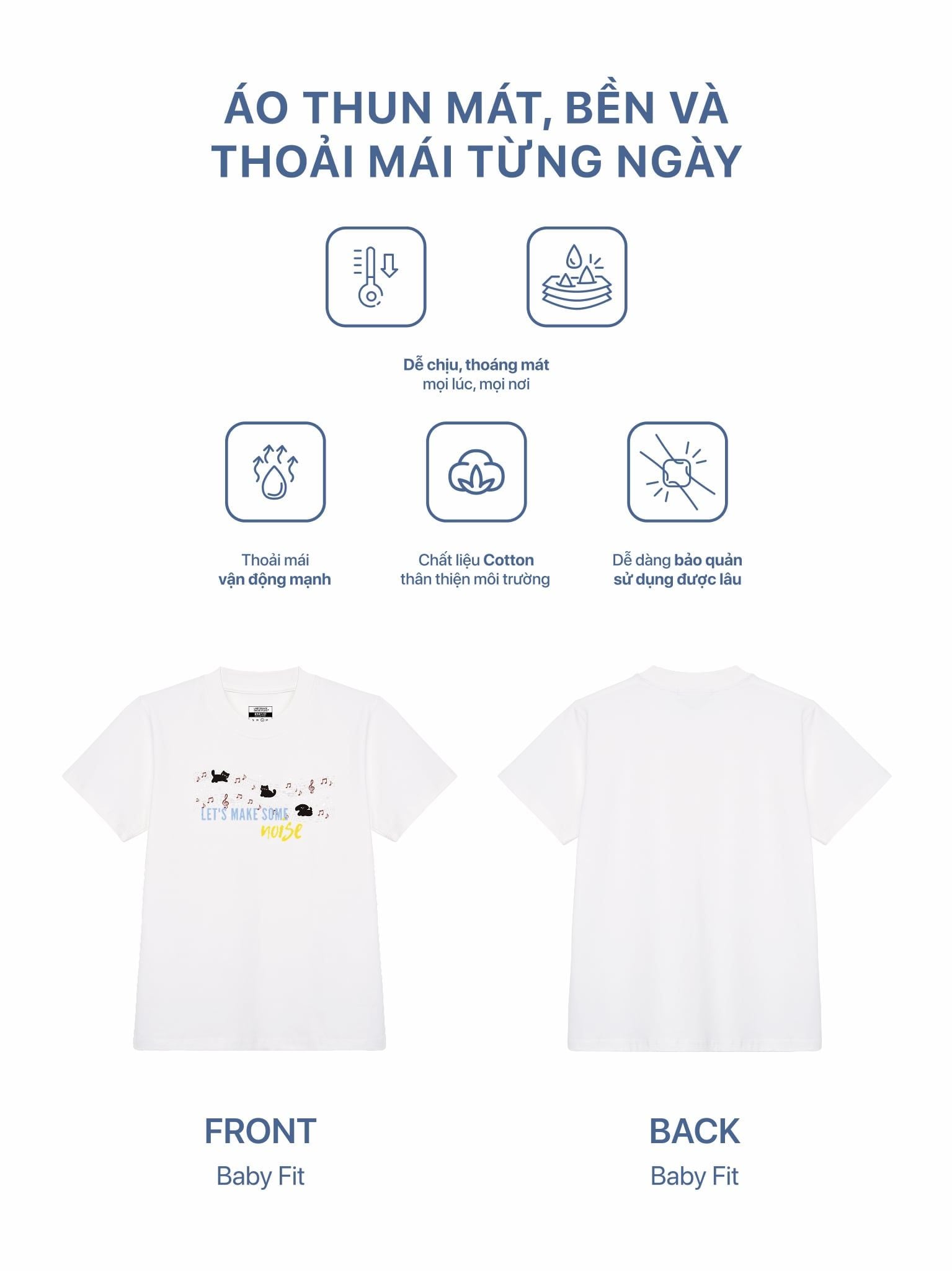 Áo Thun Baby Fit Graphic Let's Make Some Noise LIMEORANGE