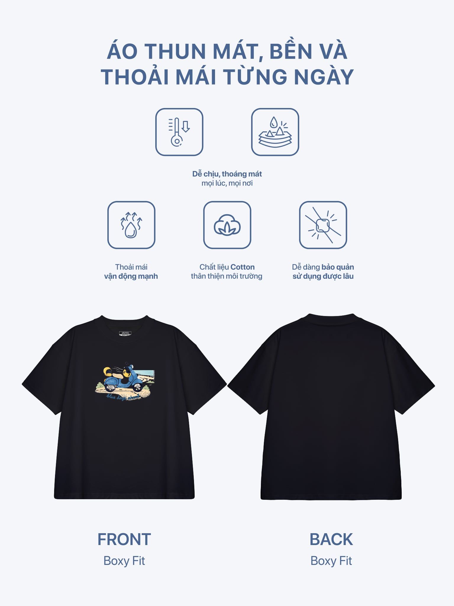 Áo Thun Boxy Fit Graphic Blue Days Ahead LIMEORANGE