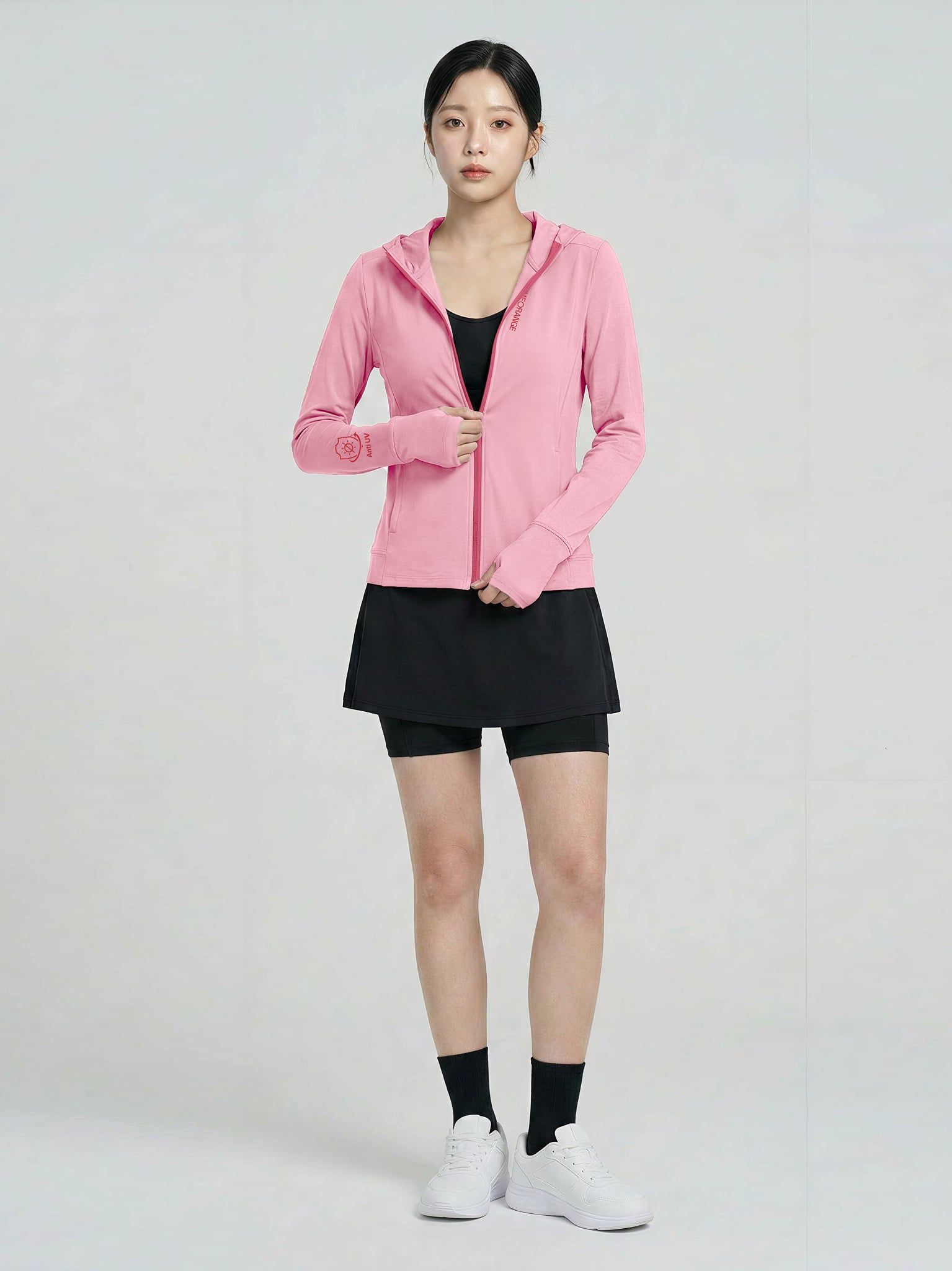 Áo Khoác Nữ Vải Co Giãn Chống Nắng, Chống Tia UV Aerocool Hoodie LIMEORANGE - Hồng Nhạt