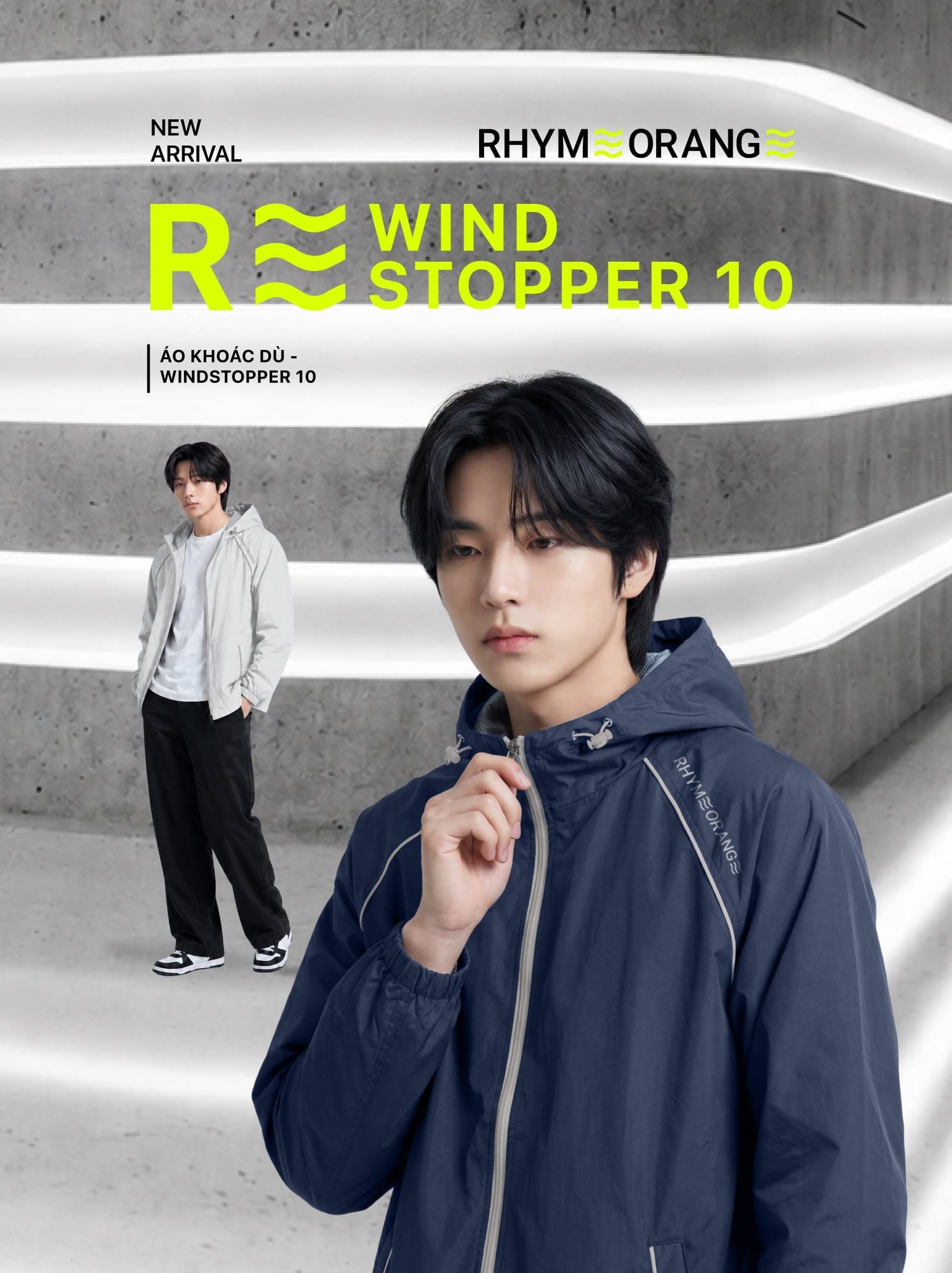 Áo Khoác Dù Nam Chống Nắng Trượt Nước Windstopper 10 LIMEORANGE