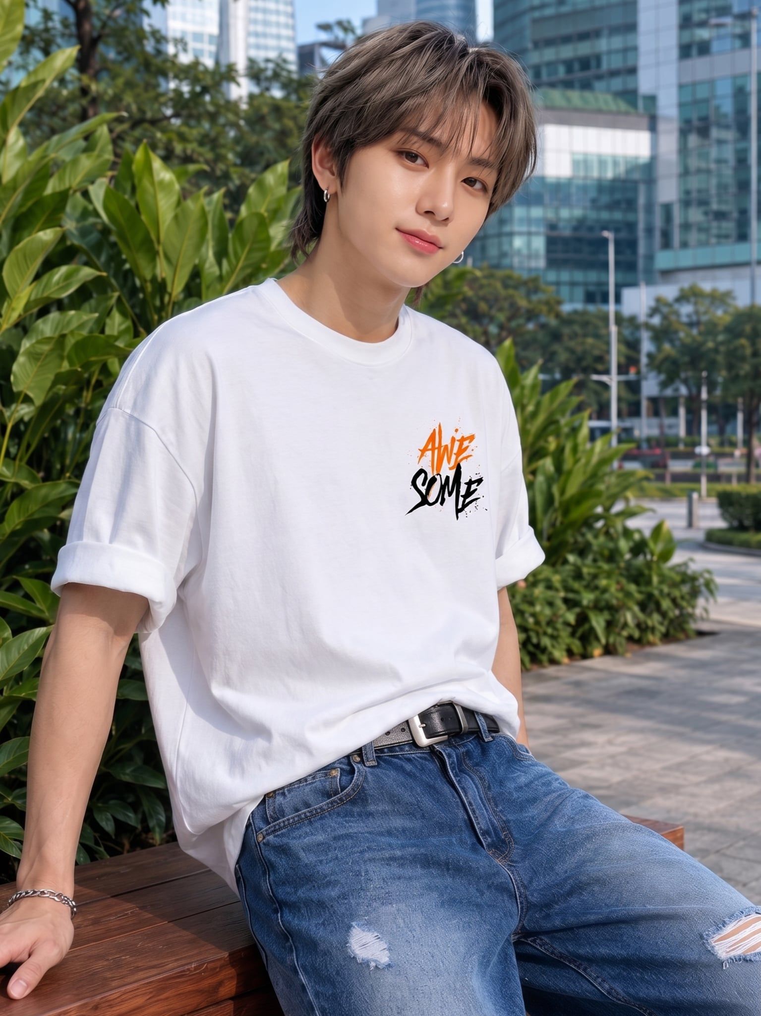Áo Thun Nam Oversize Graphic AWESOME LIMEORANGE - Trắng