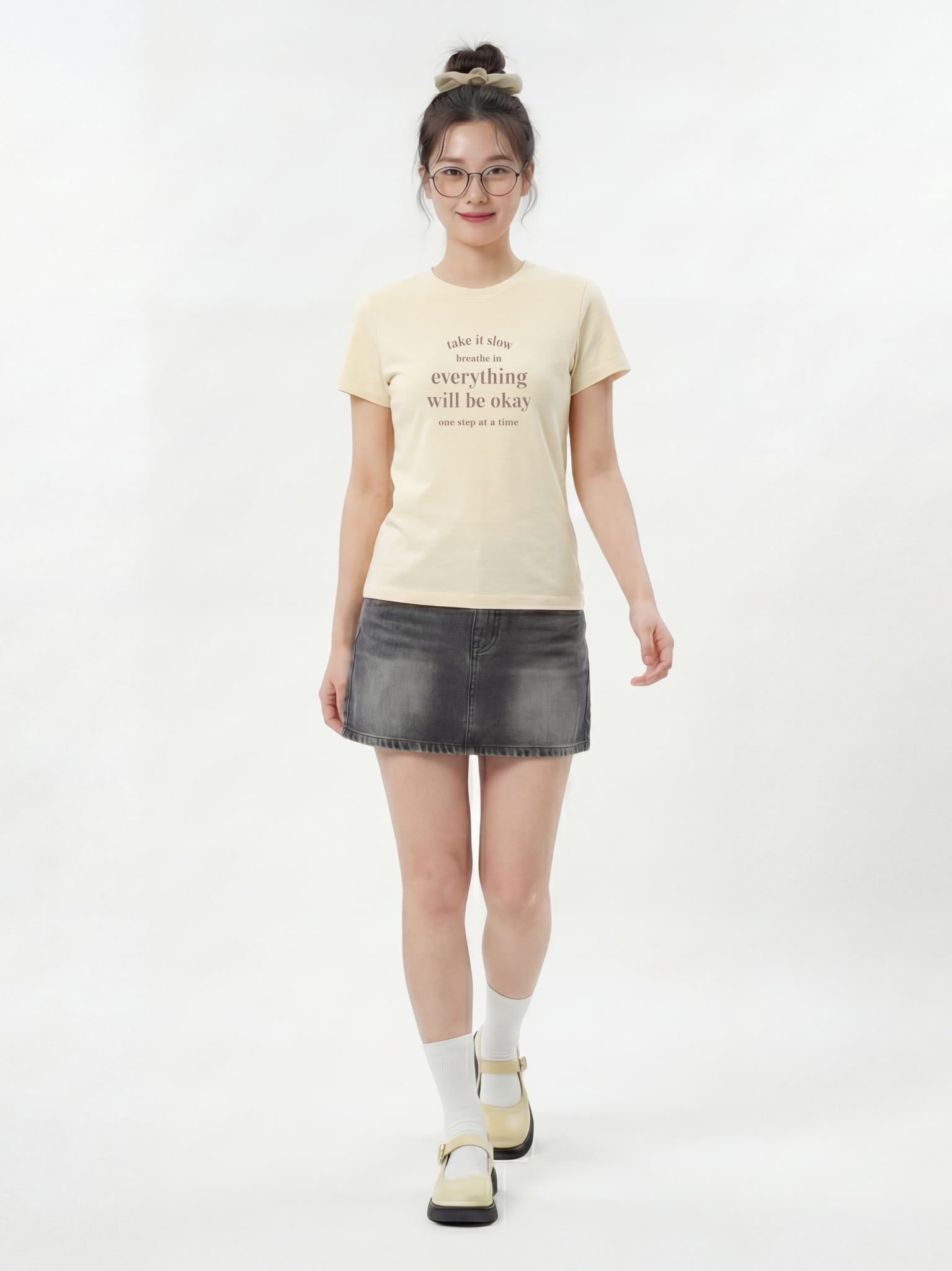 Áo Thun Baby Fit Graphic Everything Will Be Okay LIMEORANGE