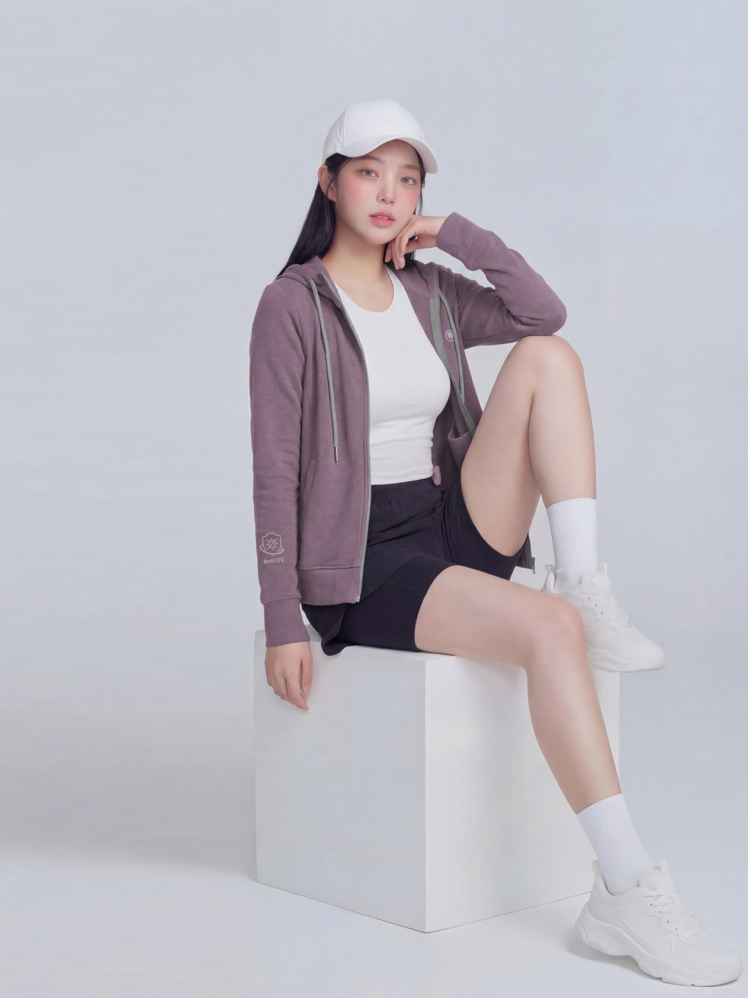 ÁO KHOÁC COTTON NỮ CHỐNG NẮNG 99,95% HOODIE WINGS - LIMEORANGE - Tím Ghi